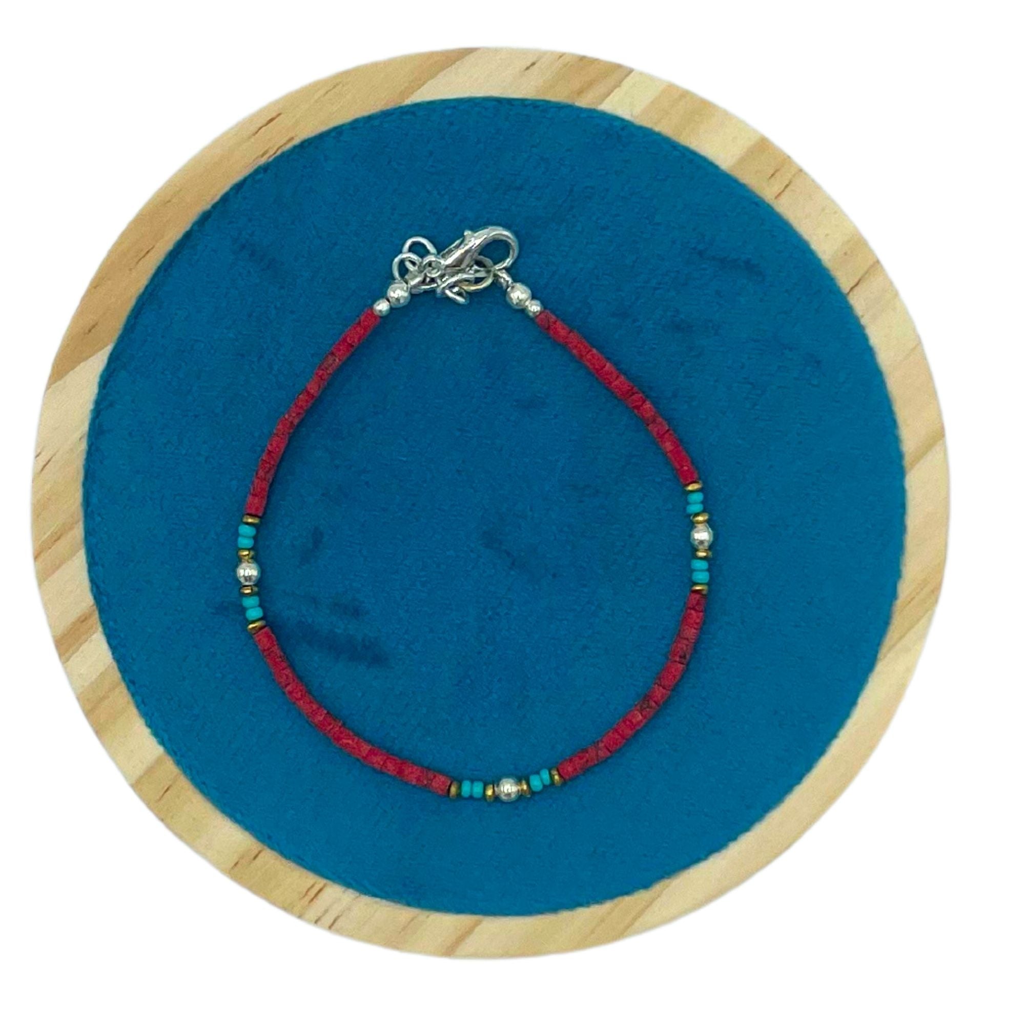 Pulseira Nepalesa de Gemas Extrafinas - Conta Tribal de Coral