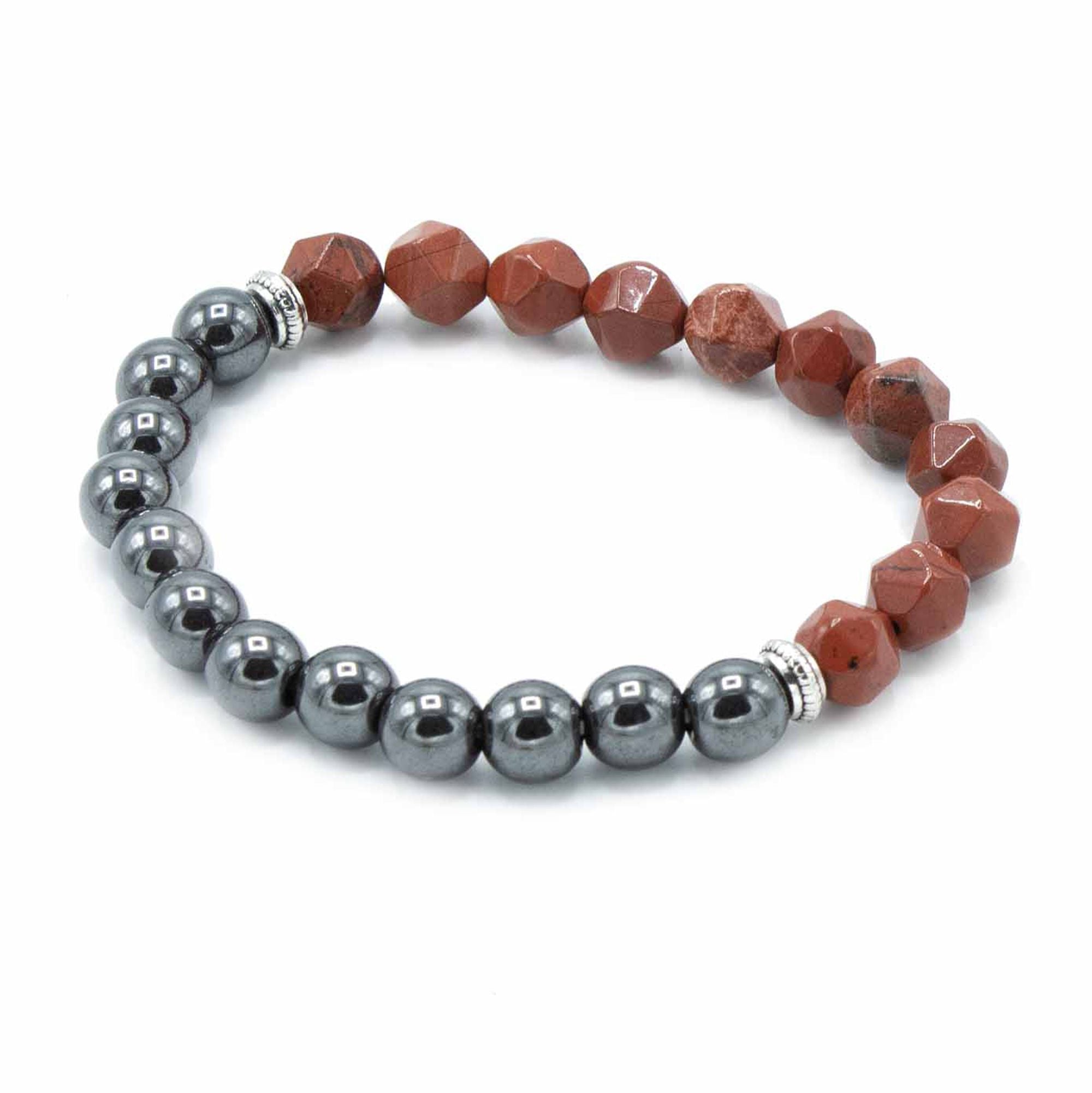 Pulseira Magnética em Pedra Natural Entalhada – Jaspe Vermelho