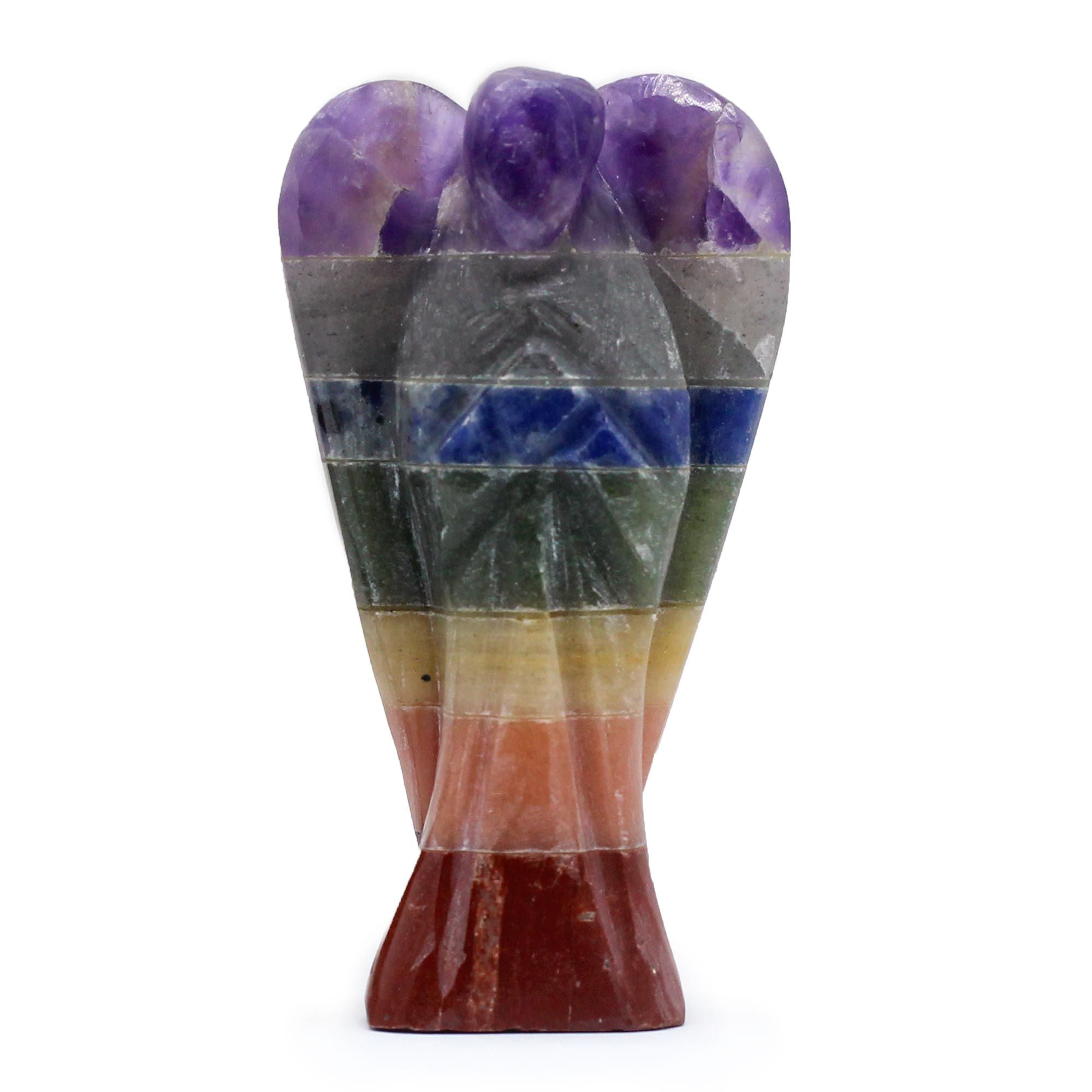 Anjo em Pedra Natural Esculpido à Mão Sete Chakras (aprox. 5cm)