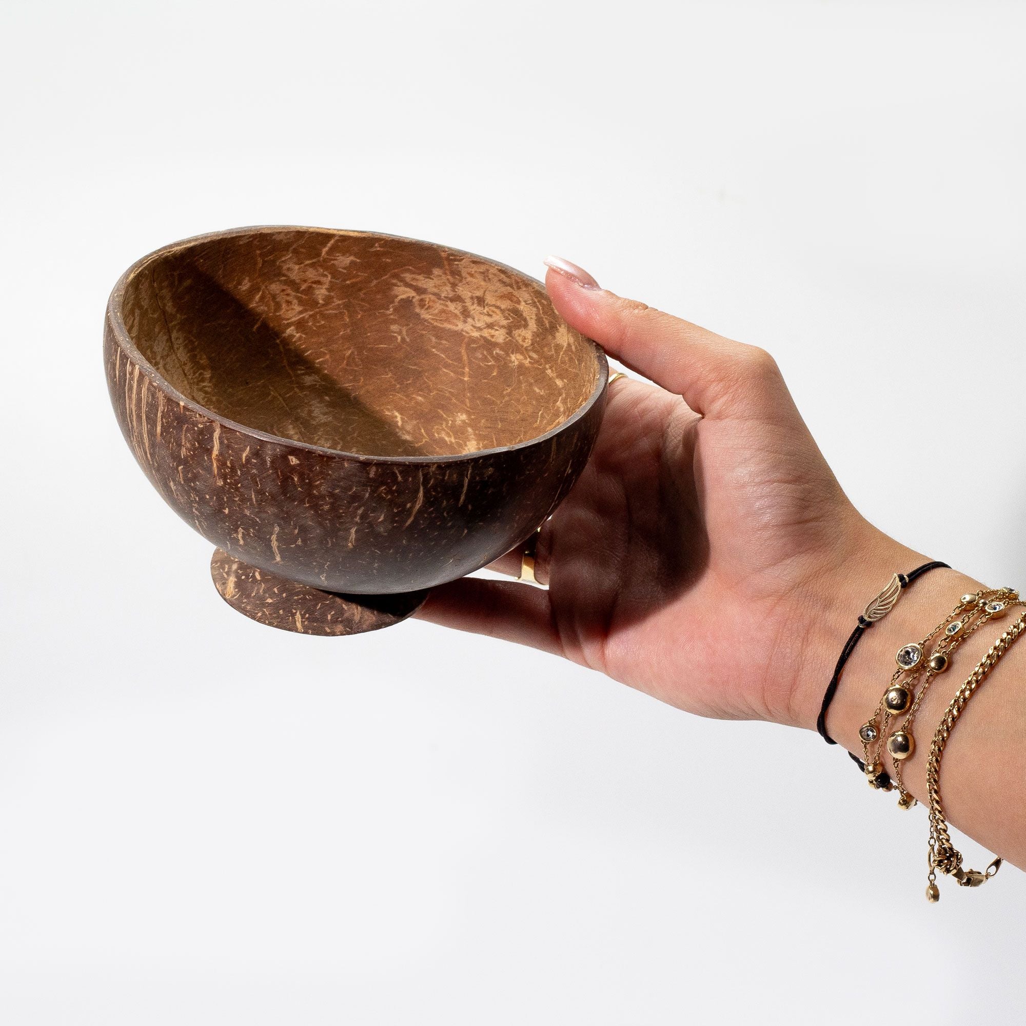 Medium natural coconut bowl on stand