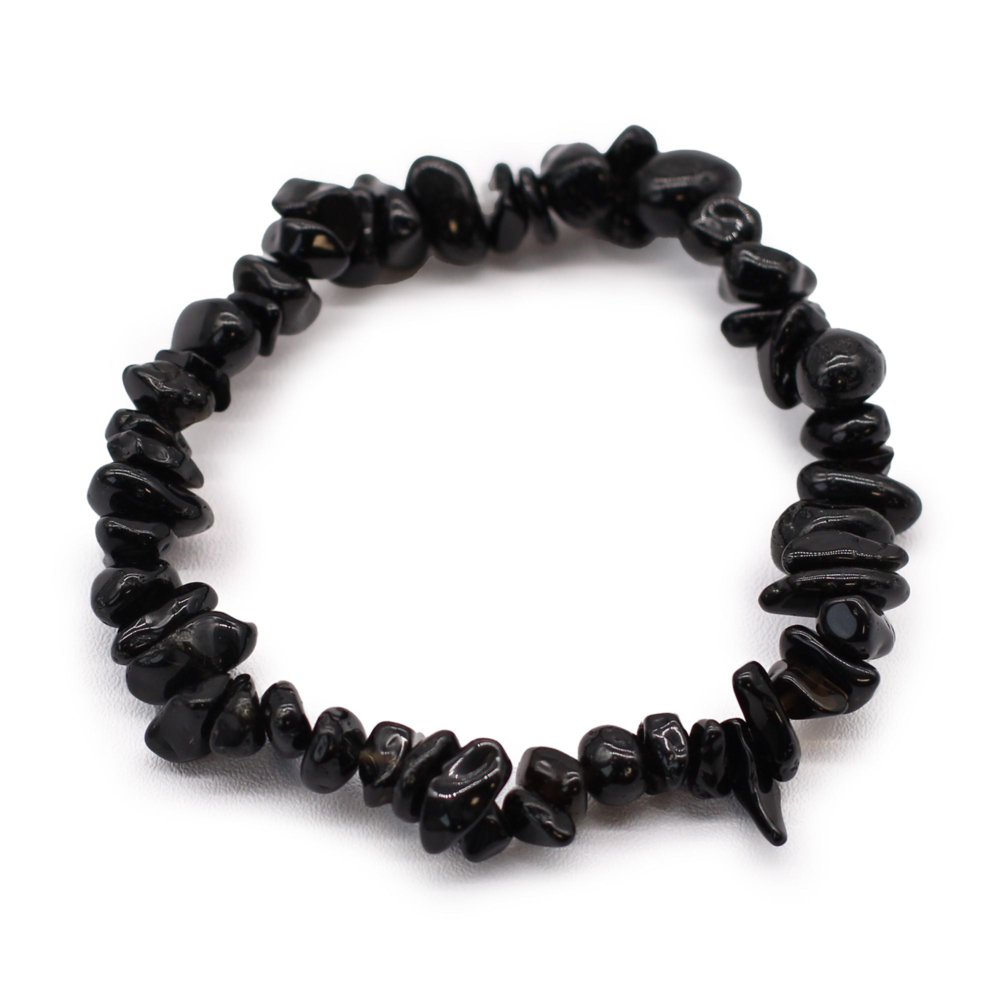 Natural Stone Chip Bracelet – Black Agate