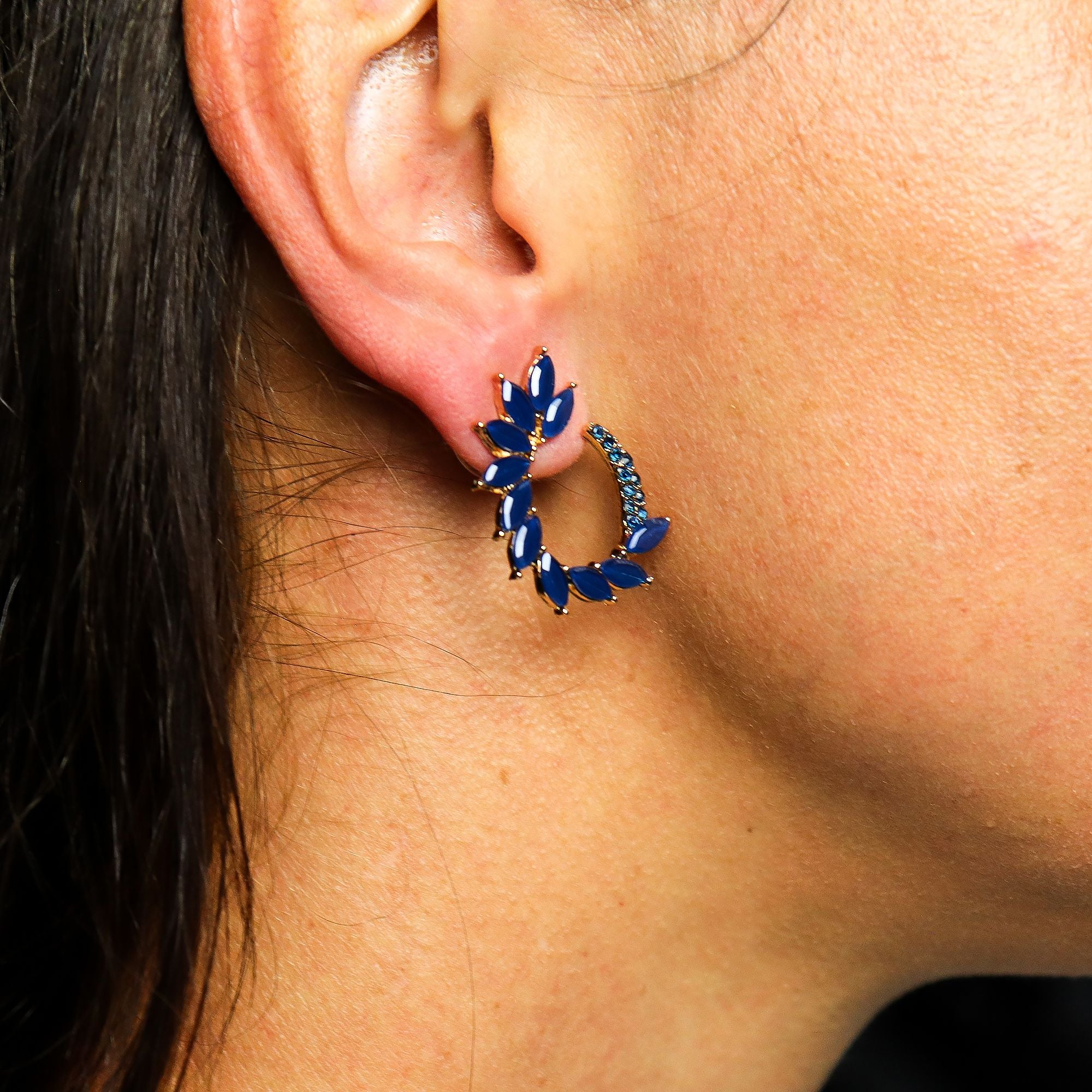 Brincos de Cristal Vintage - Aro - Azul