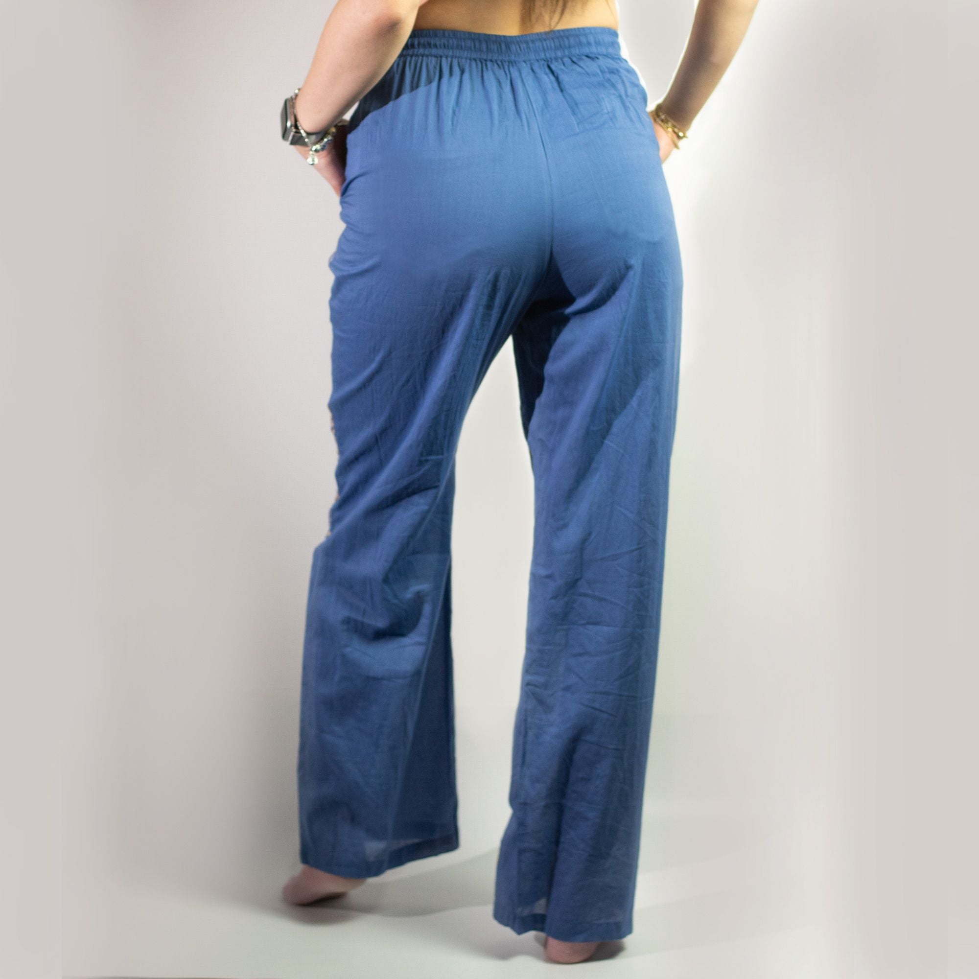 Calças Nomad Sari Mediterrâneo M/L - Olho Turco Azul Intenso e Dourado