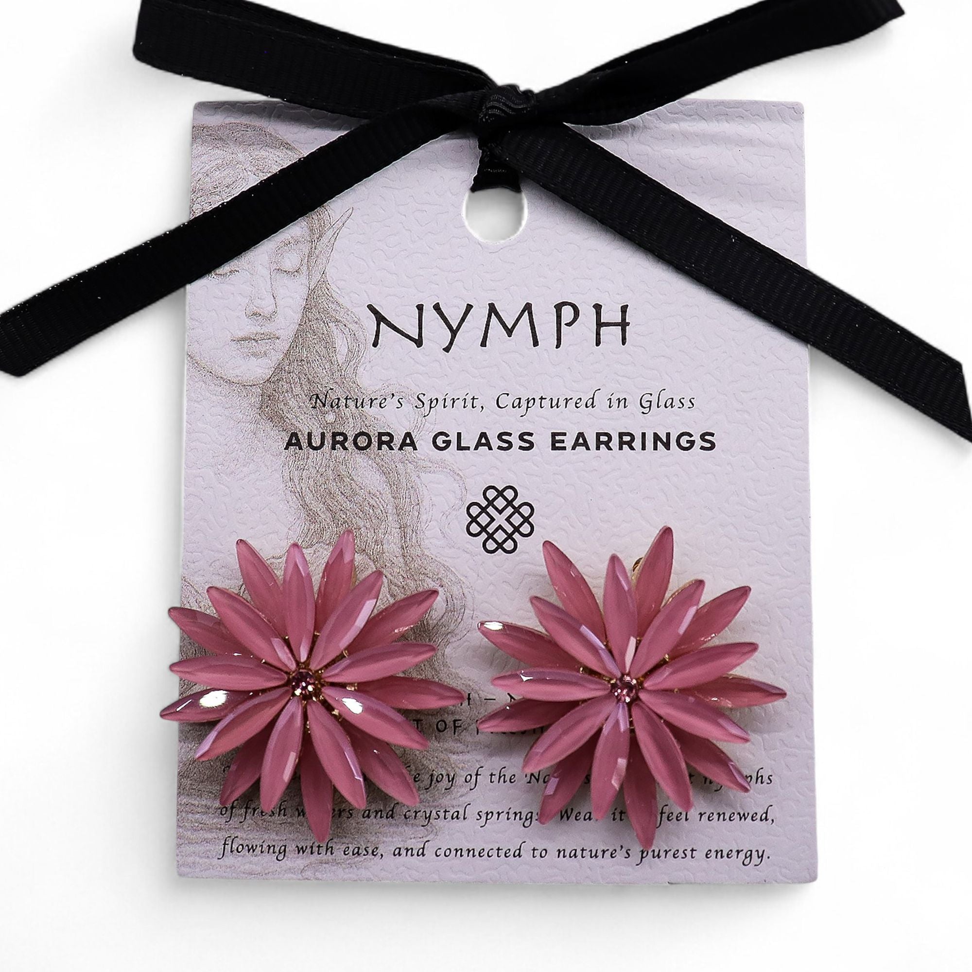 Vintage Crystal Earrings - Flowers - Rose Quartz