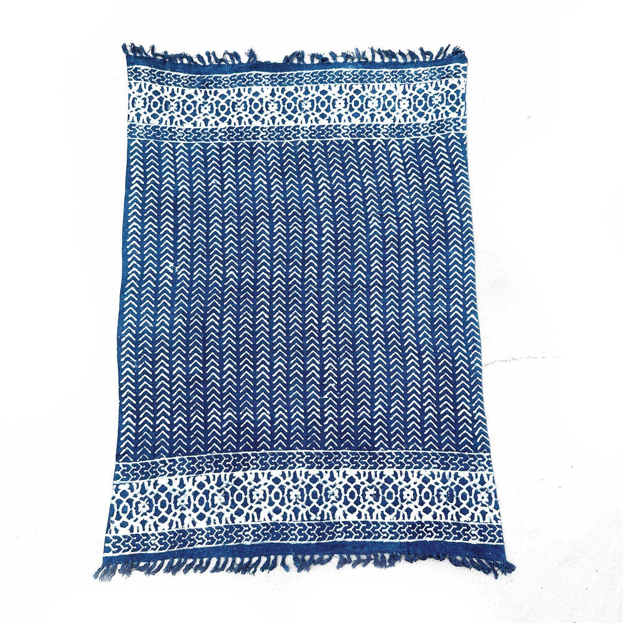 Manta Índigo Artesanal Setas Seedha