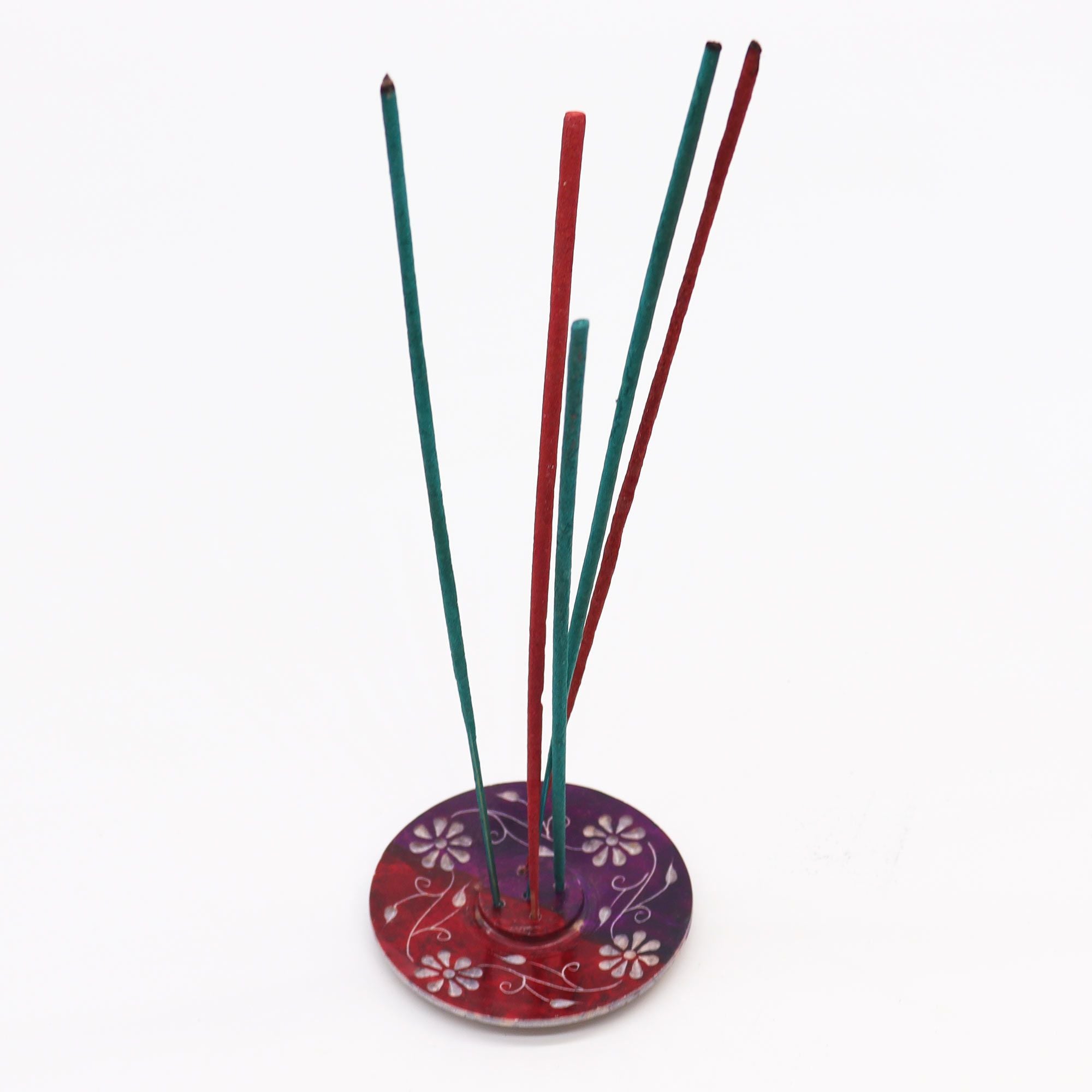 Suporte de Incenso Disco em Esteatite Floral