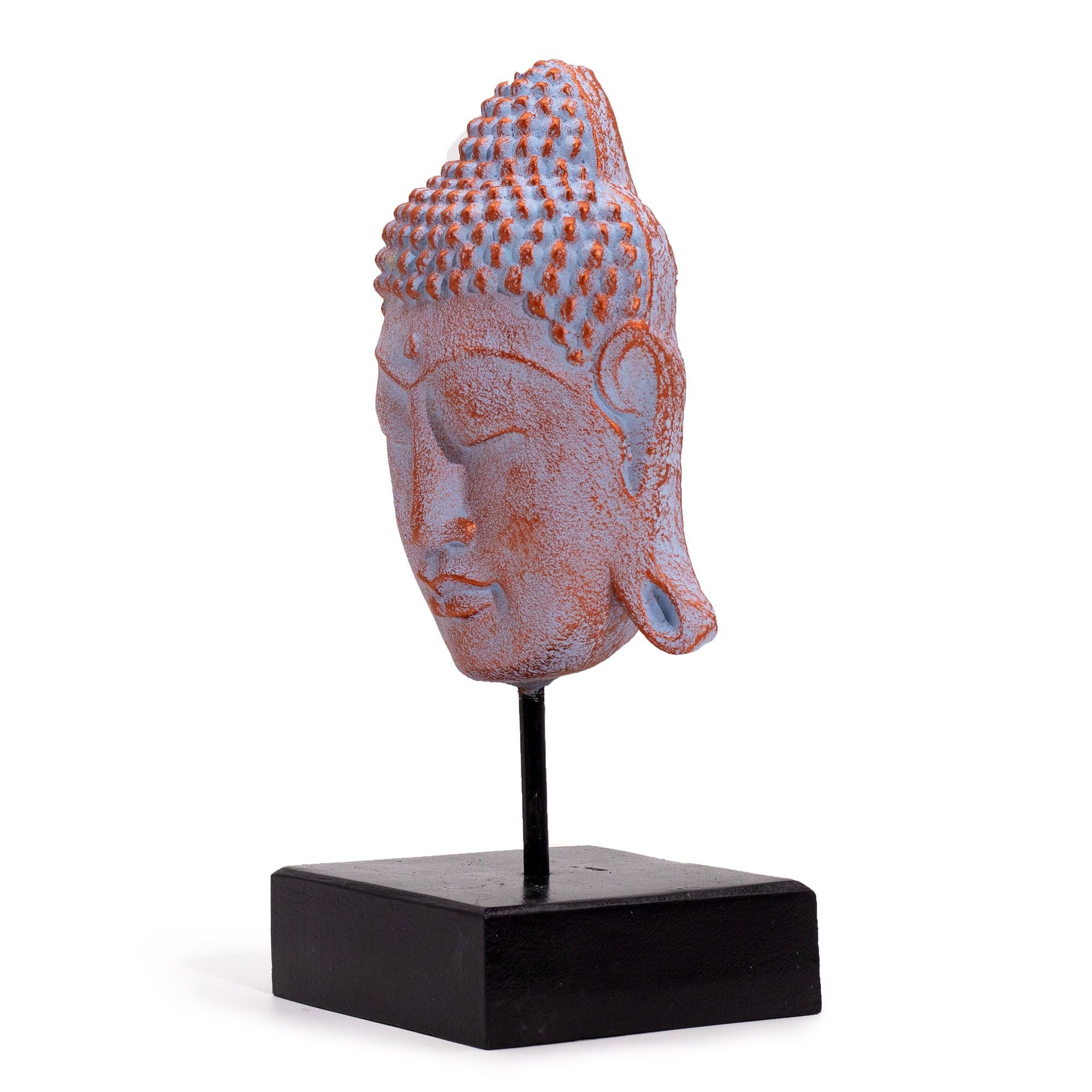 Cabeça de Buda Serenidade Grande com Suporte – Cobre Azul