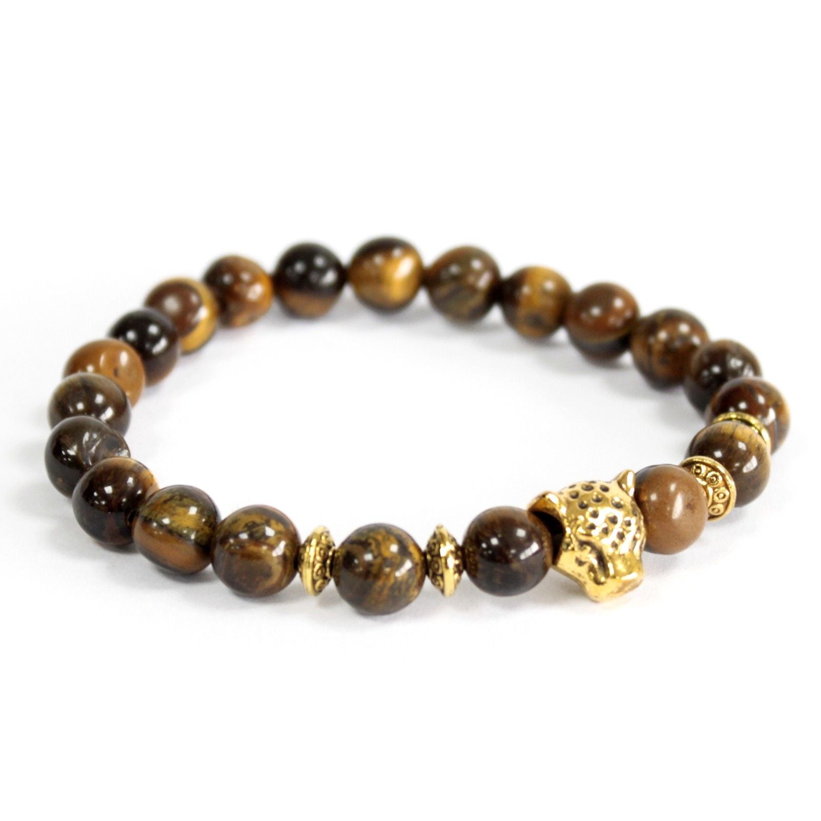 Tiger's Eye Bracelet with Golden Tiger Charm