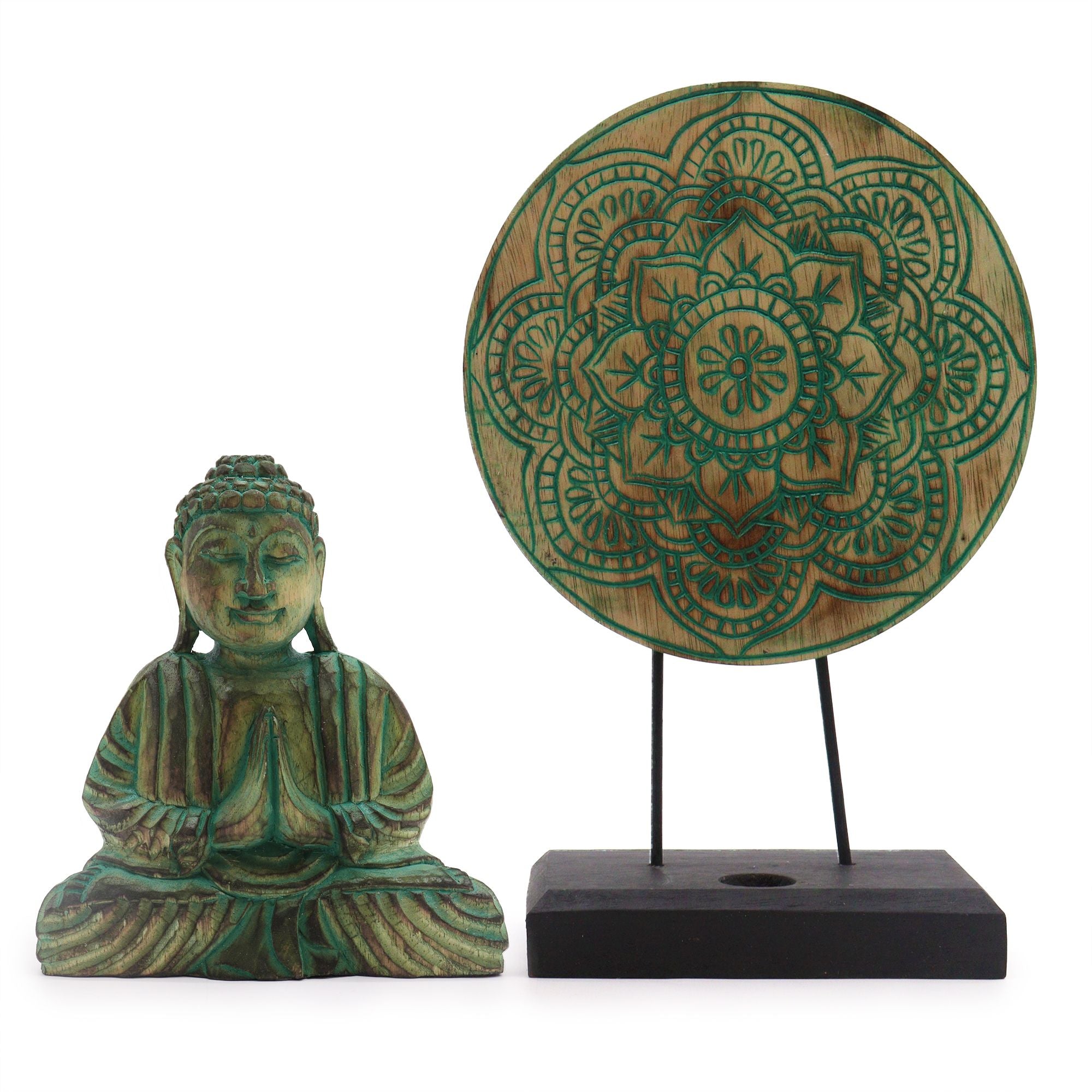 Conjunto Feng Shui Buda Mandala Verde