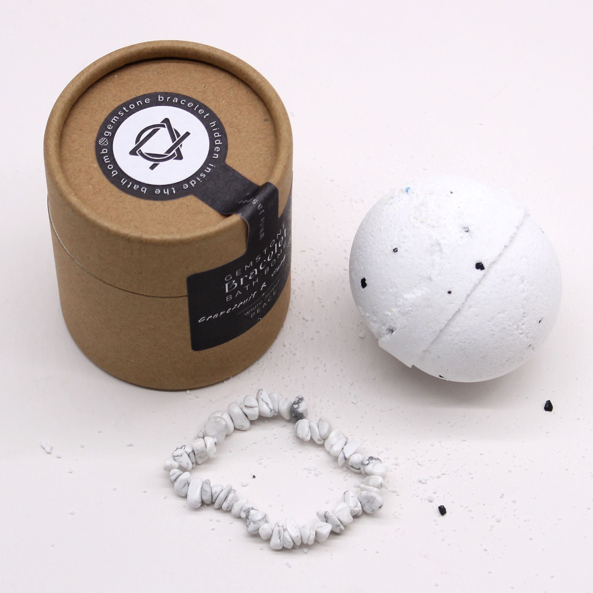 Bomba de Banho com Pulseira de Pedra Natural - Jaspe Branco