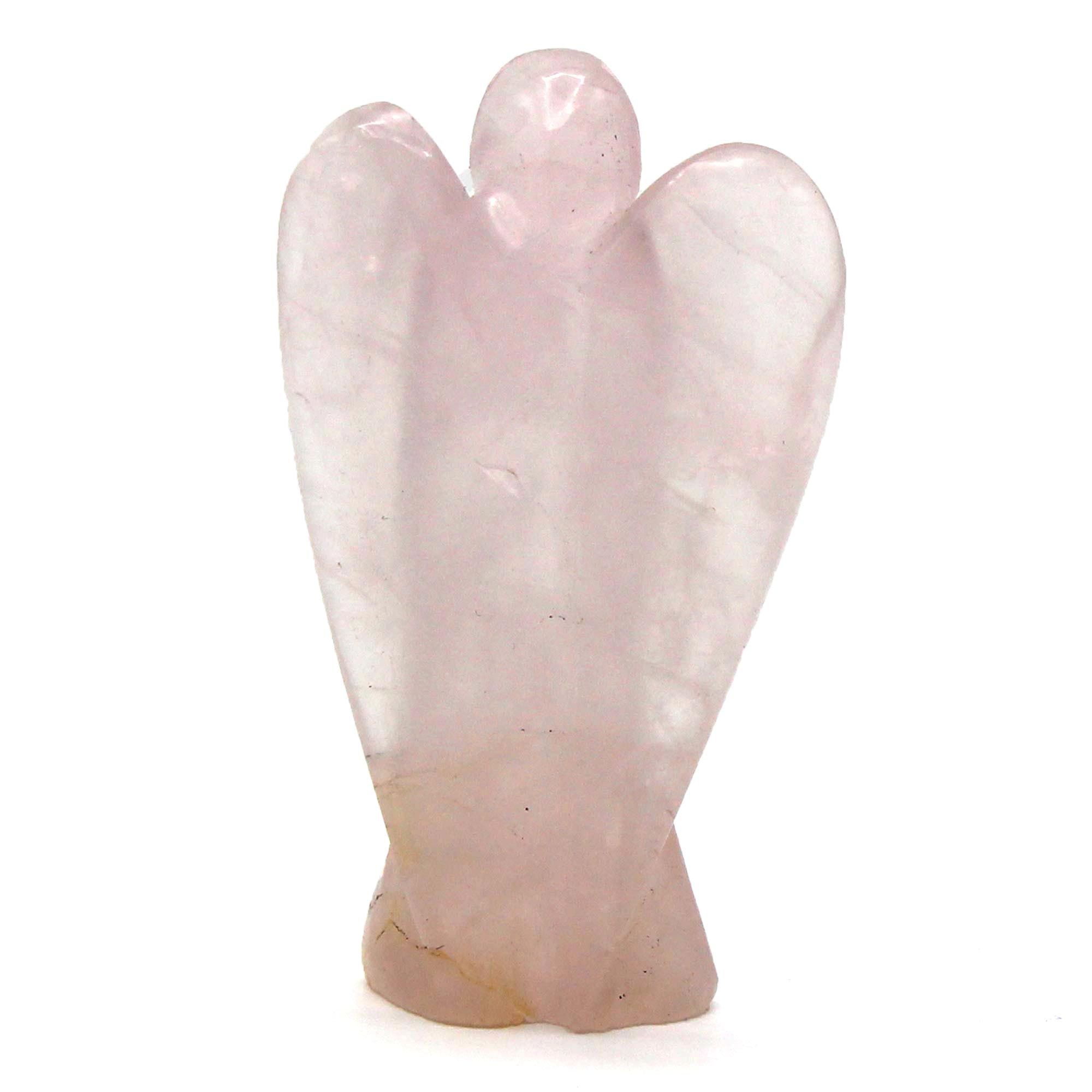 Anjo em Pedra Natural Esculpido à Mão Quartzo Rosa