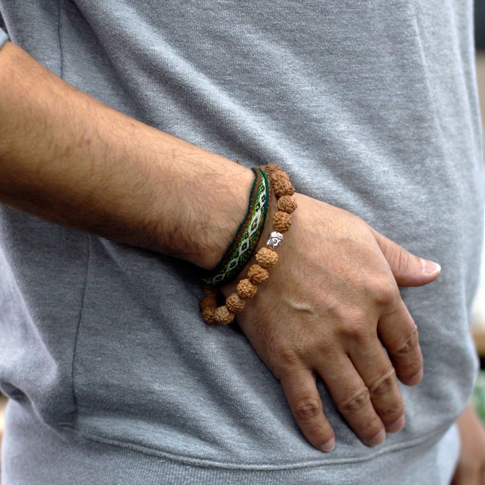 Pulseira Rudraksha Buda Japa Mala - Natural