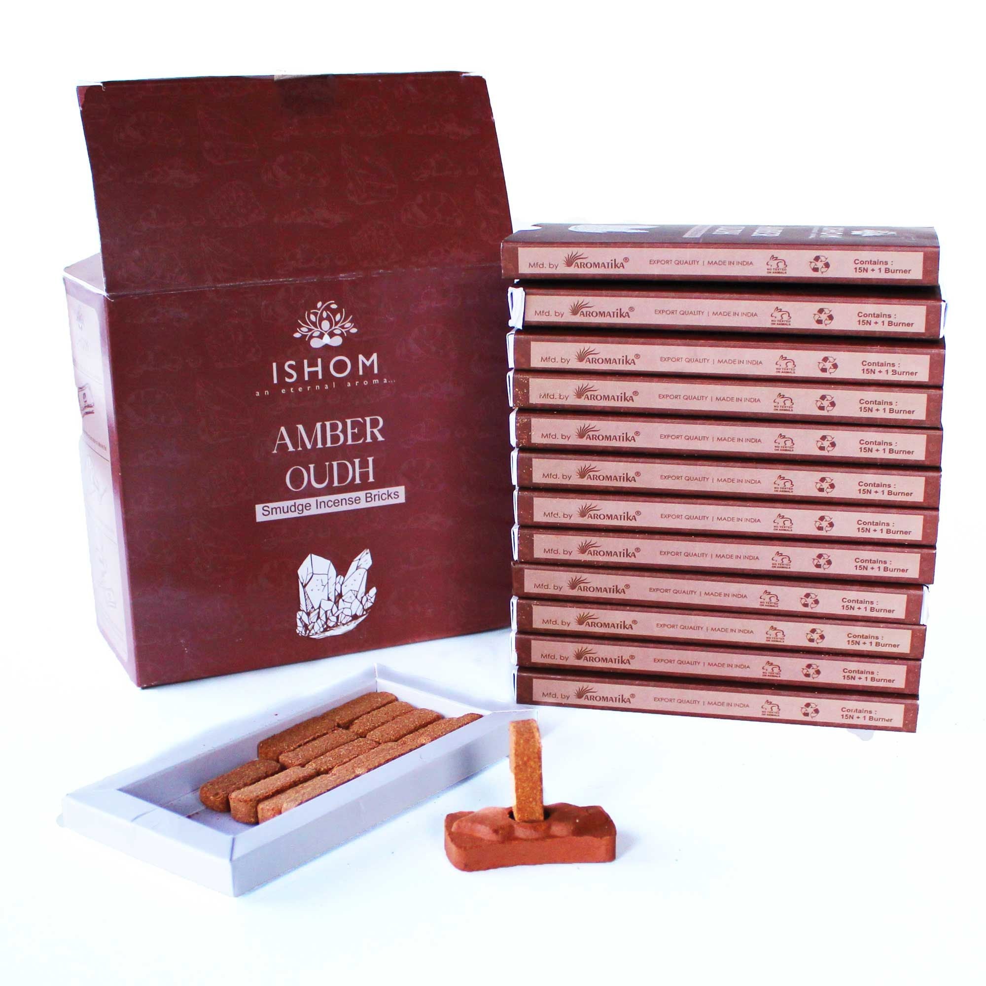 Conjunto de 15 Blocos de Smudge Natural e Queimador Madeira Âmbar
