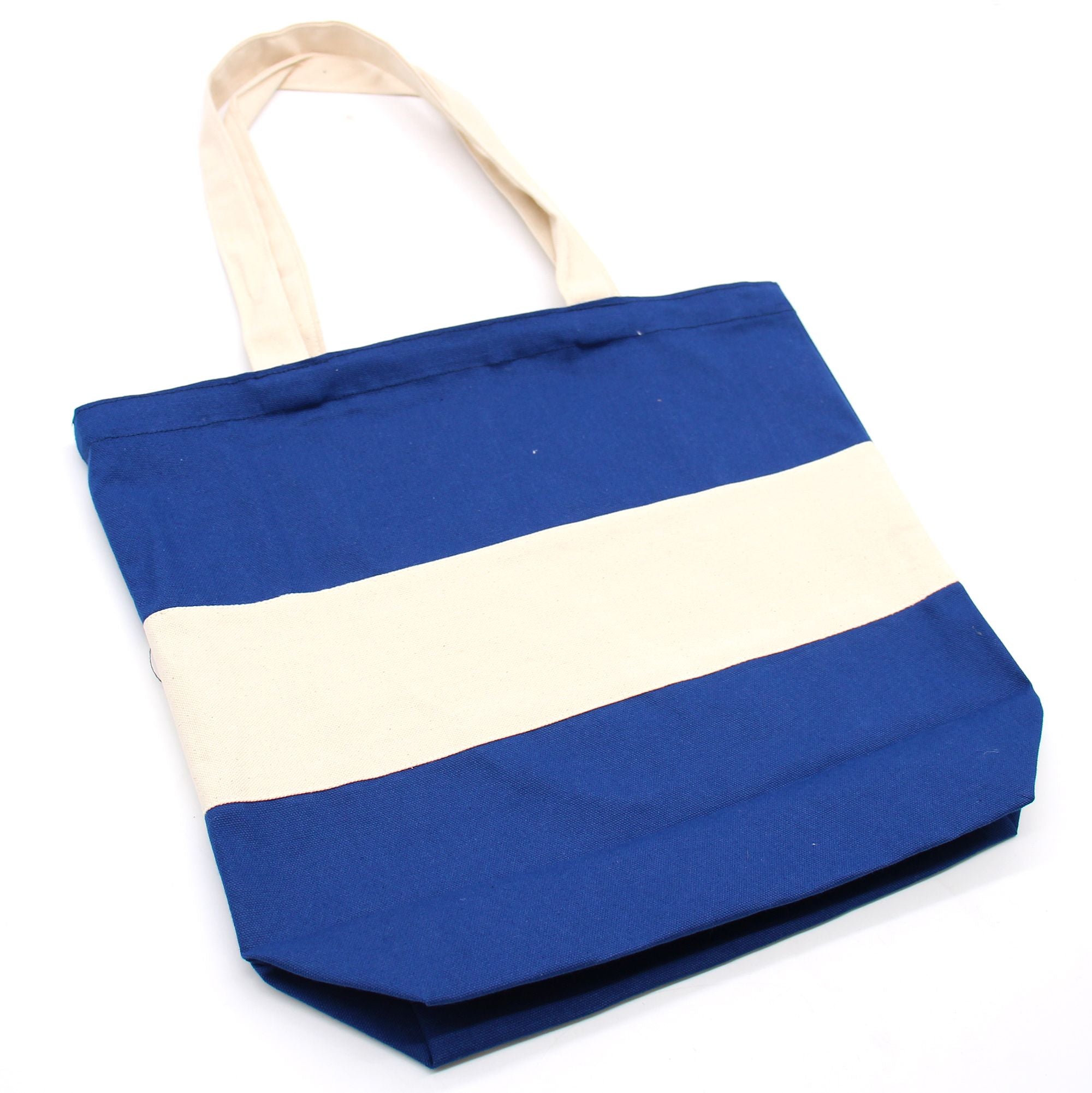 Bolsa de Algodão Dois Tons - Natural e Azul