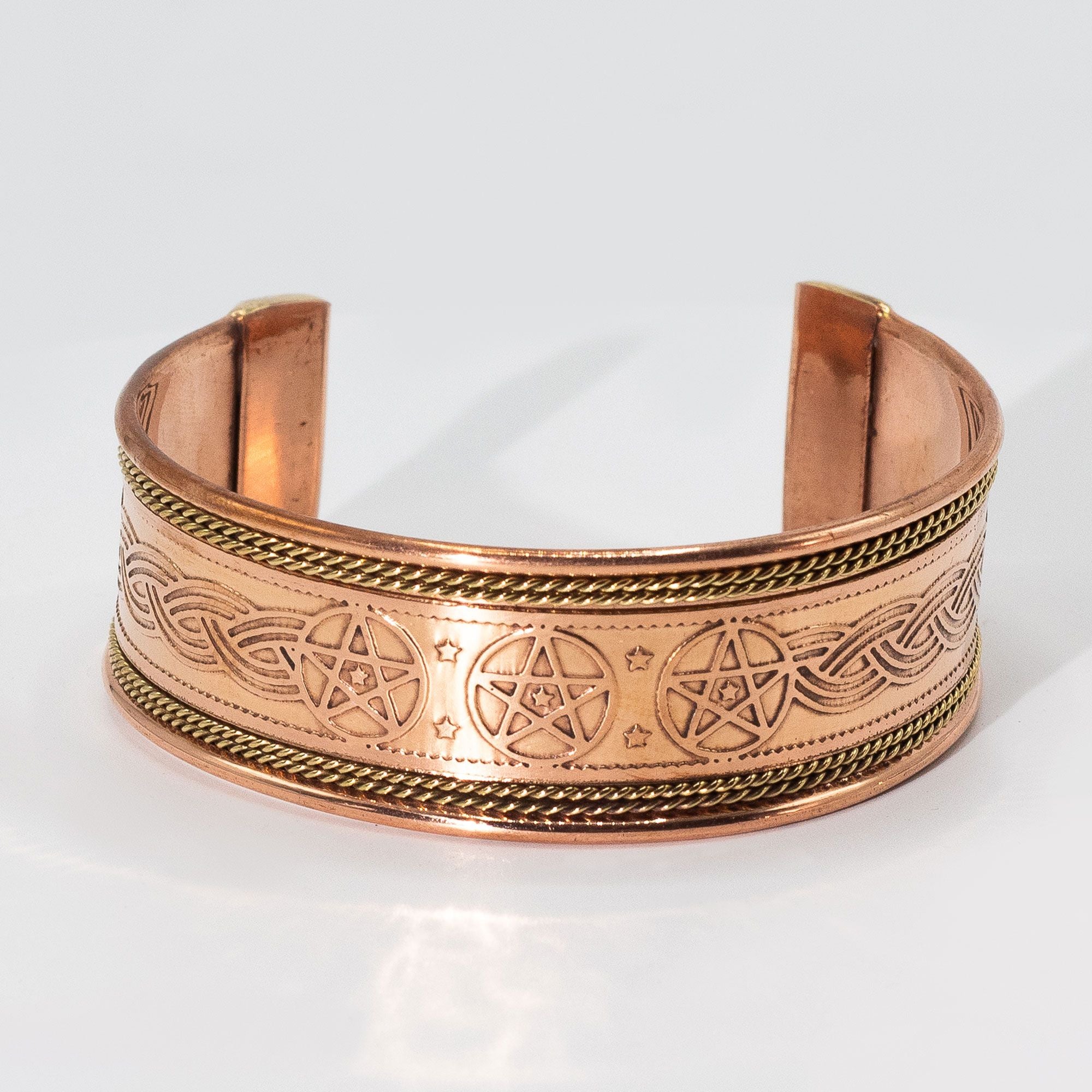 Copper Bracelets with Wide Band and Brass Decoration (Assorted)