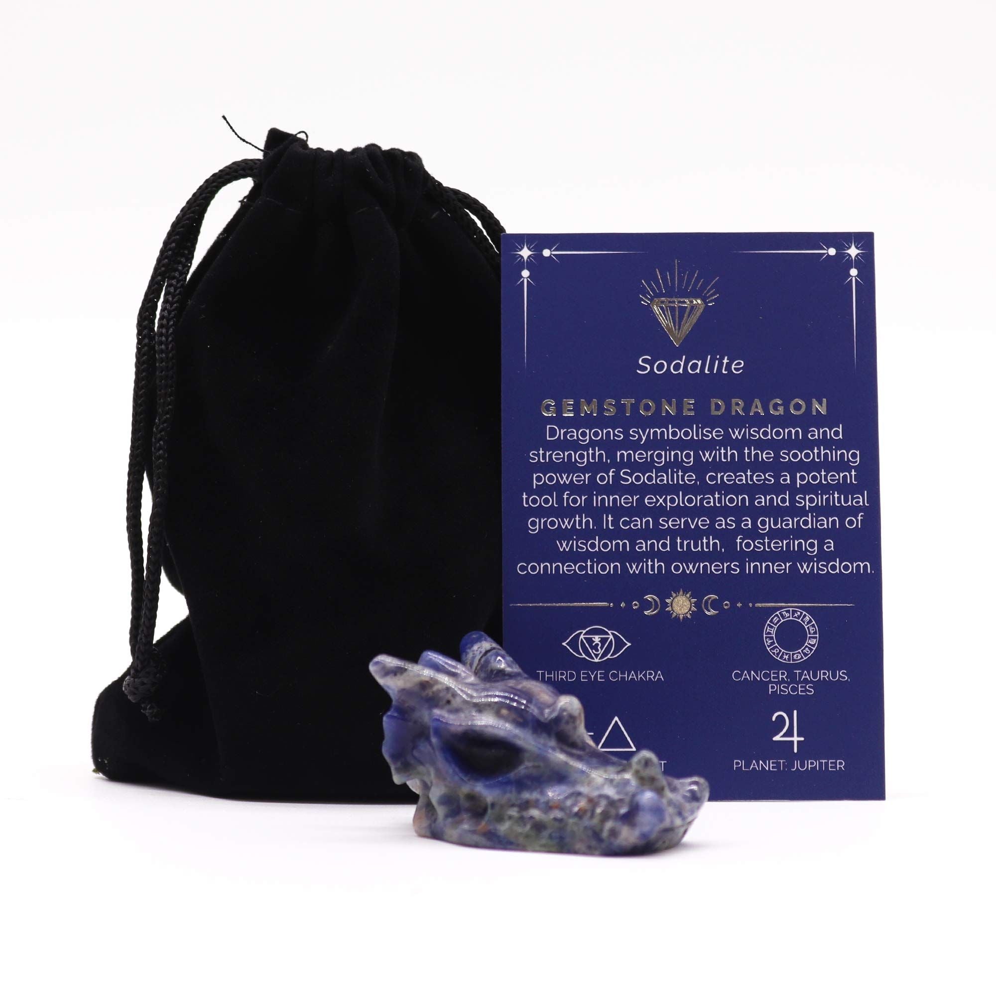 Cabeça de Dragão Pequena em Pedra Natural Sodalite (45x30x28mm)