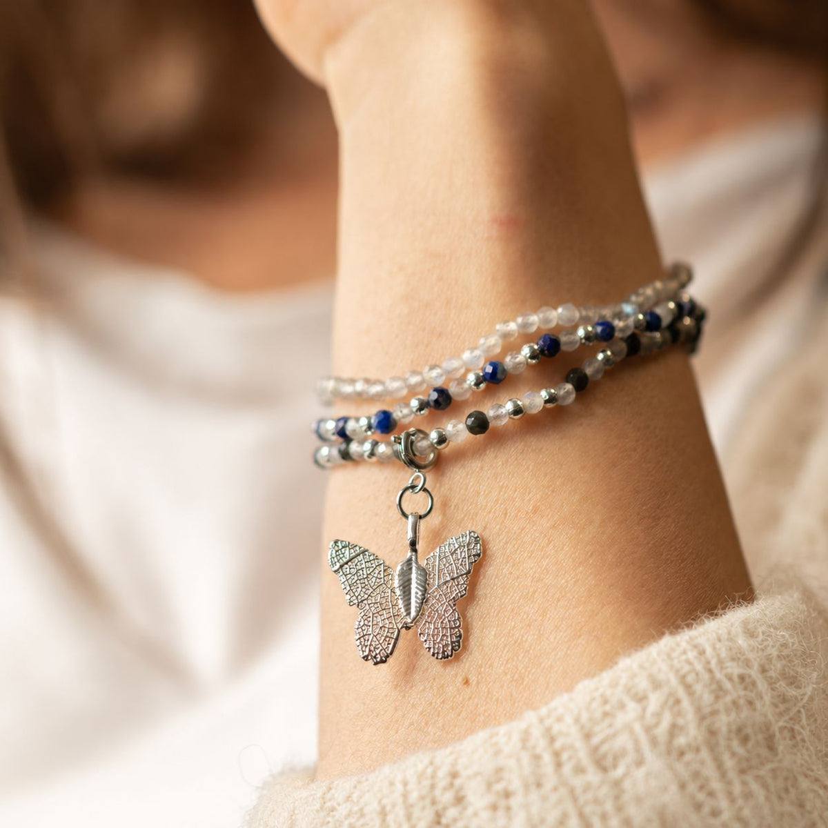Conjunto de 3 Pulseiras Nymph Spirit com Pedras Naturais - Aurora Boreal