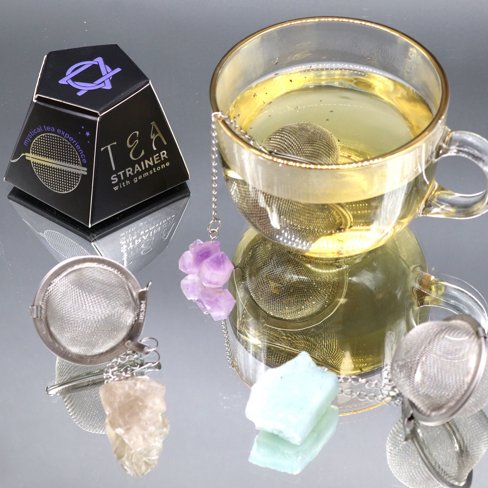 Infusor de Chá com Pedra Natural em Cristal Bruto – Obsidiana Negra