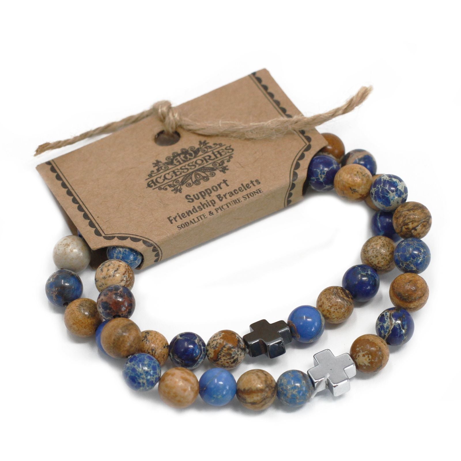 Set of 2 Natural Stone Bracelets – Rainbow