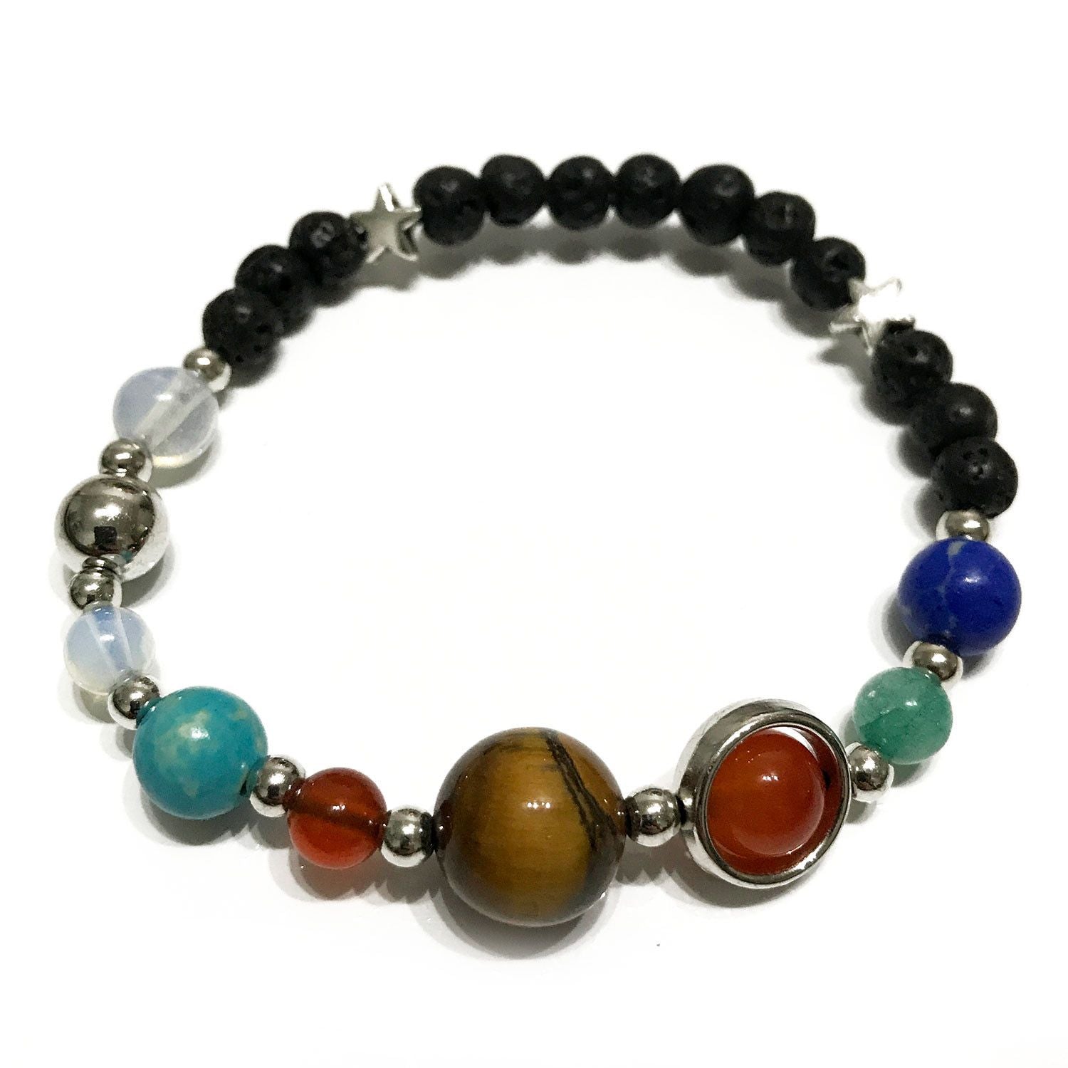 Lava Stone Bracelet – Solar System – Silver