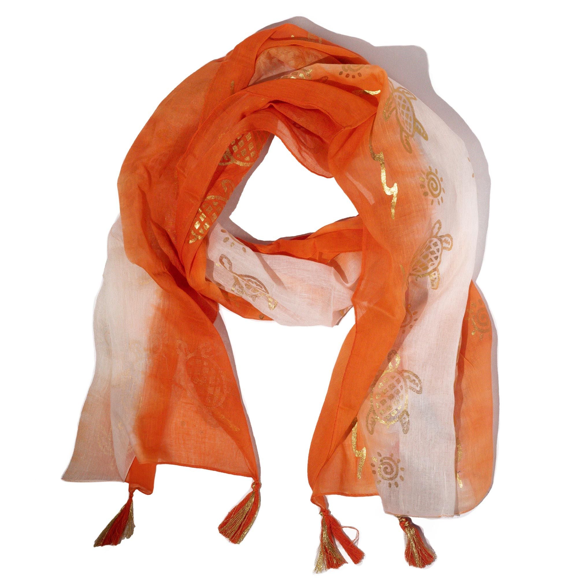 Lenço Nomad Sari Verão Tartarugas - Coral - 180x50 cm