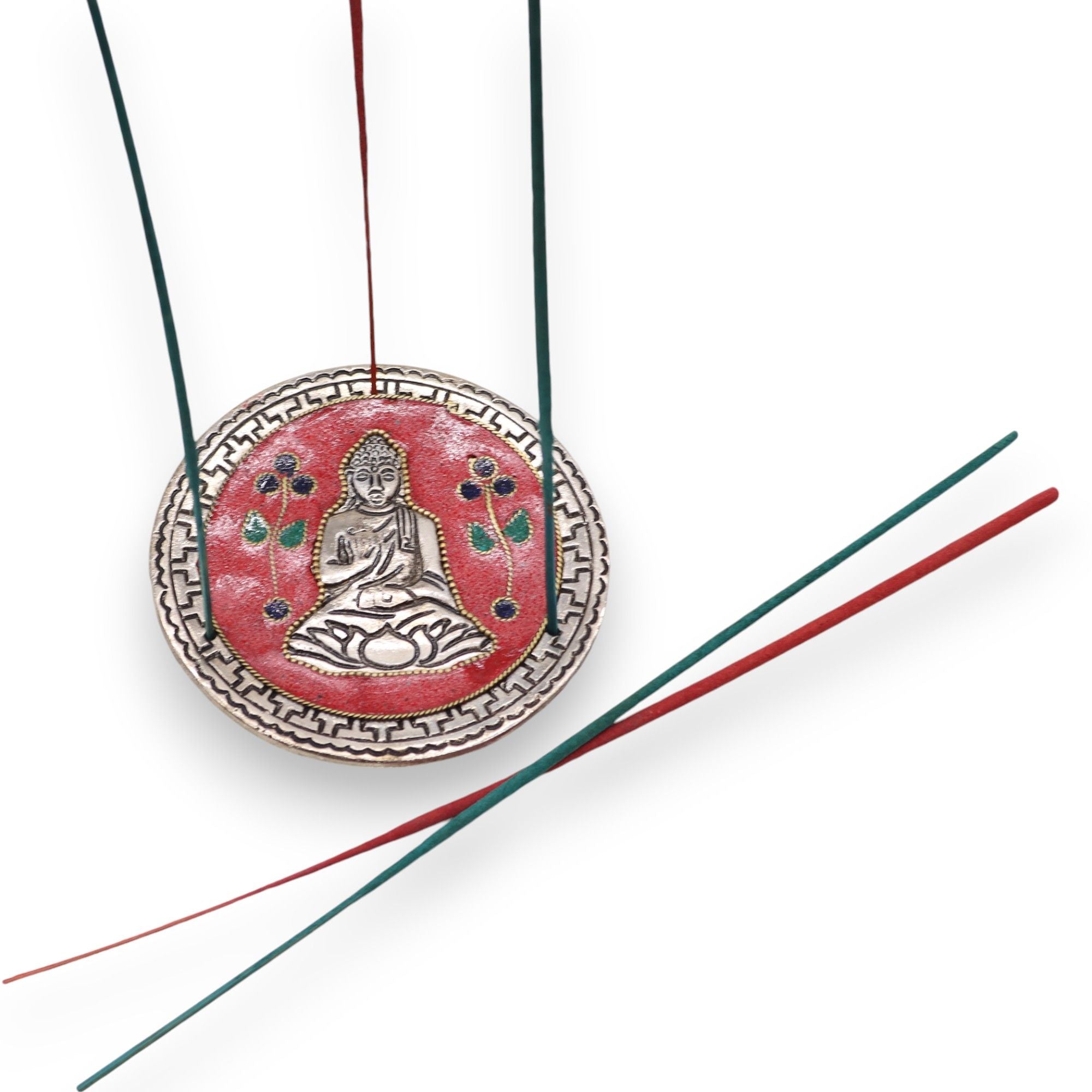 Suporte de Incenso Buda Vermelho Decorativo