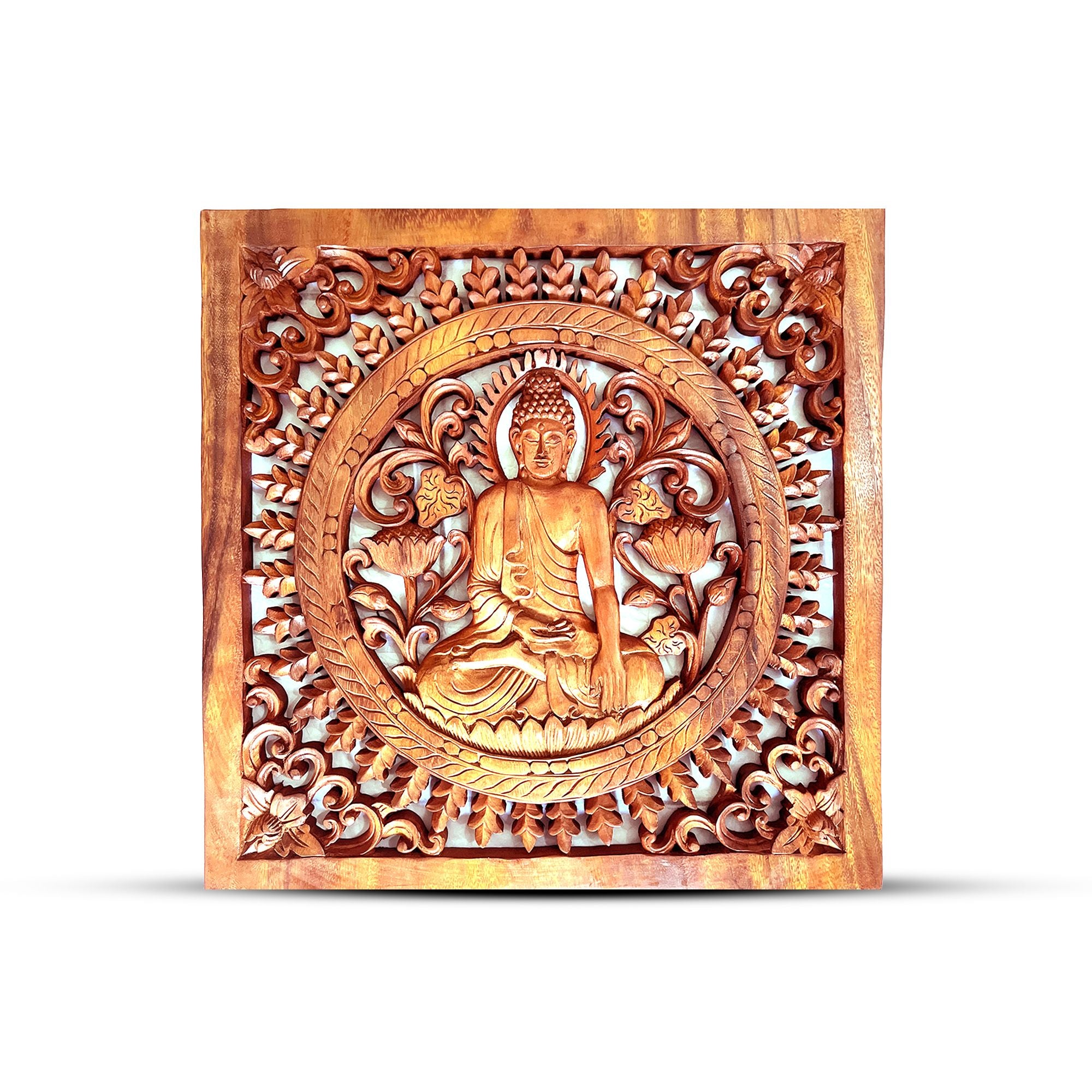 Painel Decorativo de Madeira com Buda