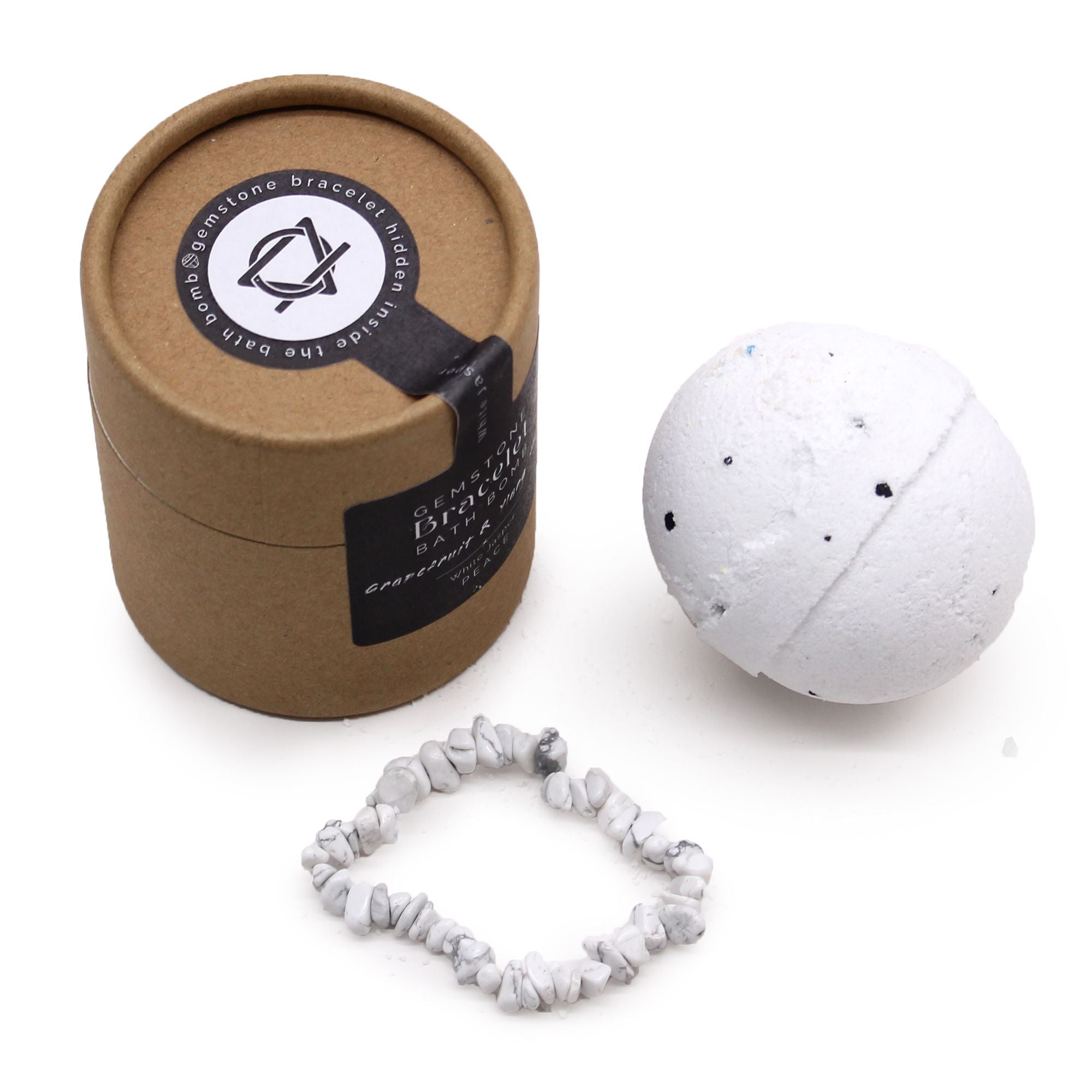 Bomba de Banho com Pulseira de Pedra Natural - Jaspe Branco