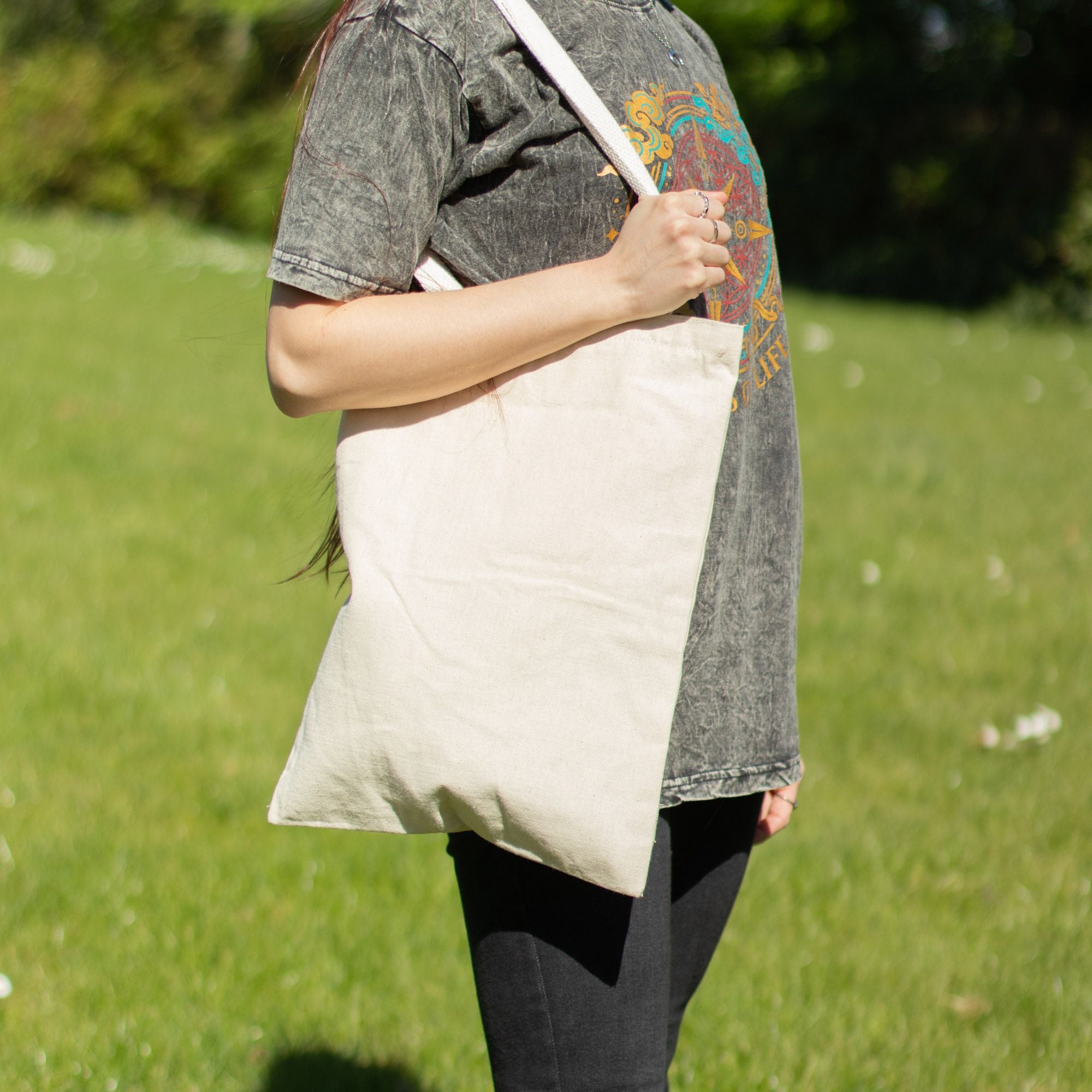 Bolsa Tote em Algodão Nomad Sari Sem Estampa Natural 41 x 31 cm