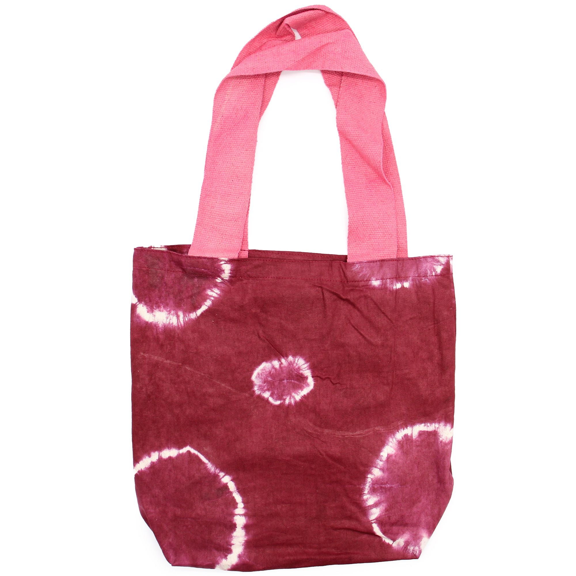 Bolsa de Algodão Natural Tie Dye - Anéis Granada - Alça Rosa