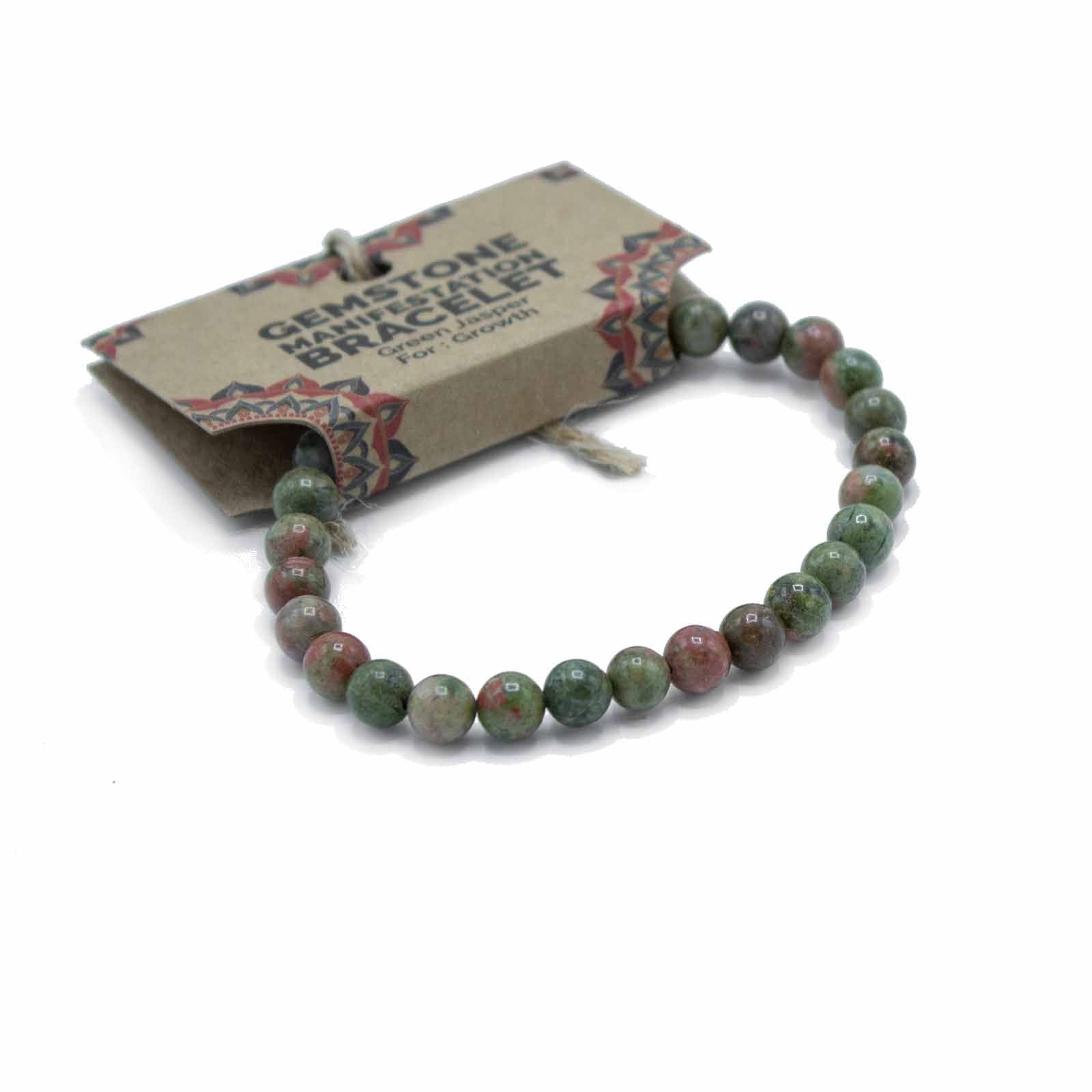 Natural Stone Manifestation Bracelet – Green Jasper – Growth