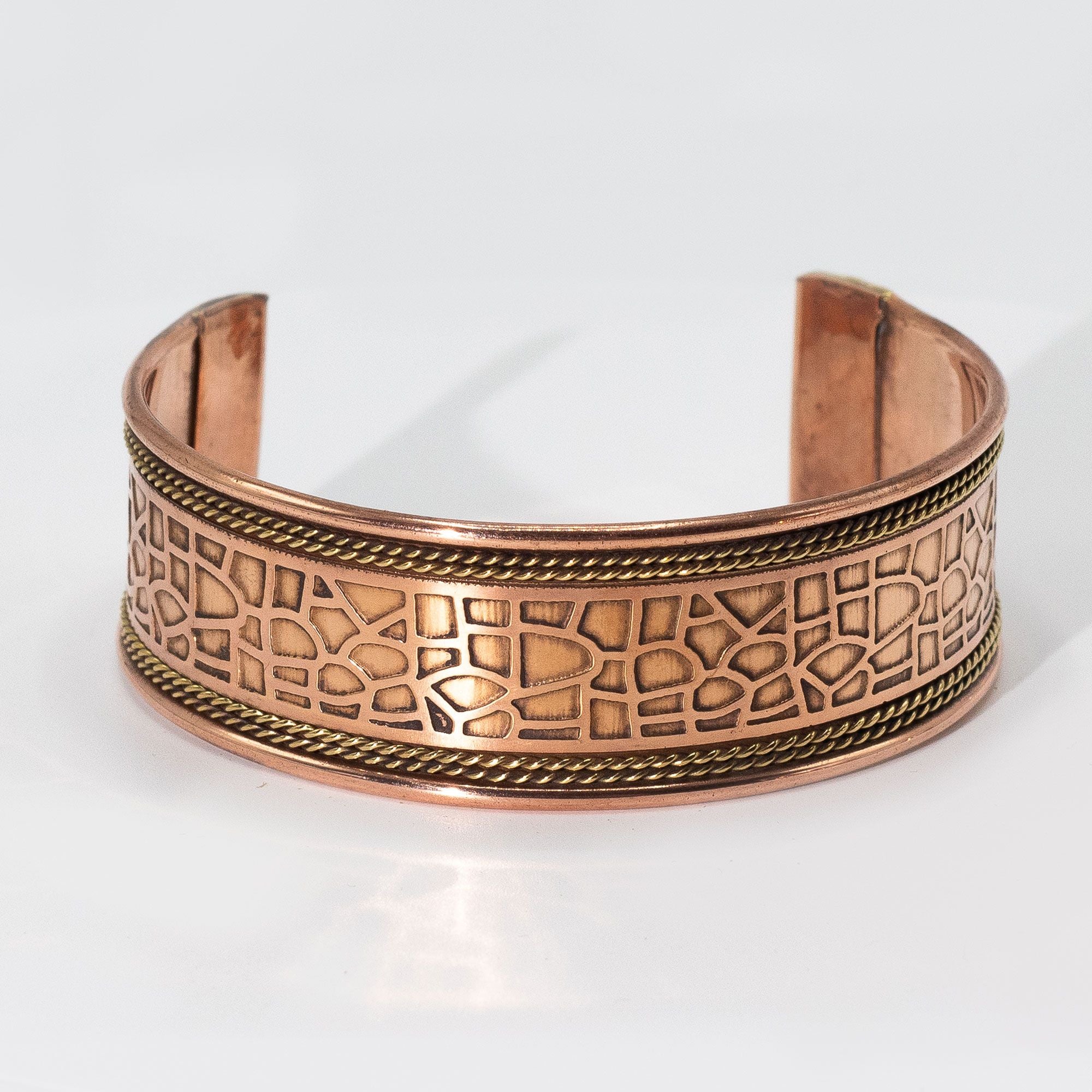 Copper Bracelets with Wide Band and Brass Decoration (Assorted)