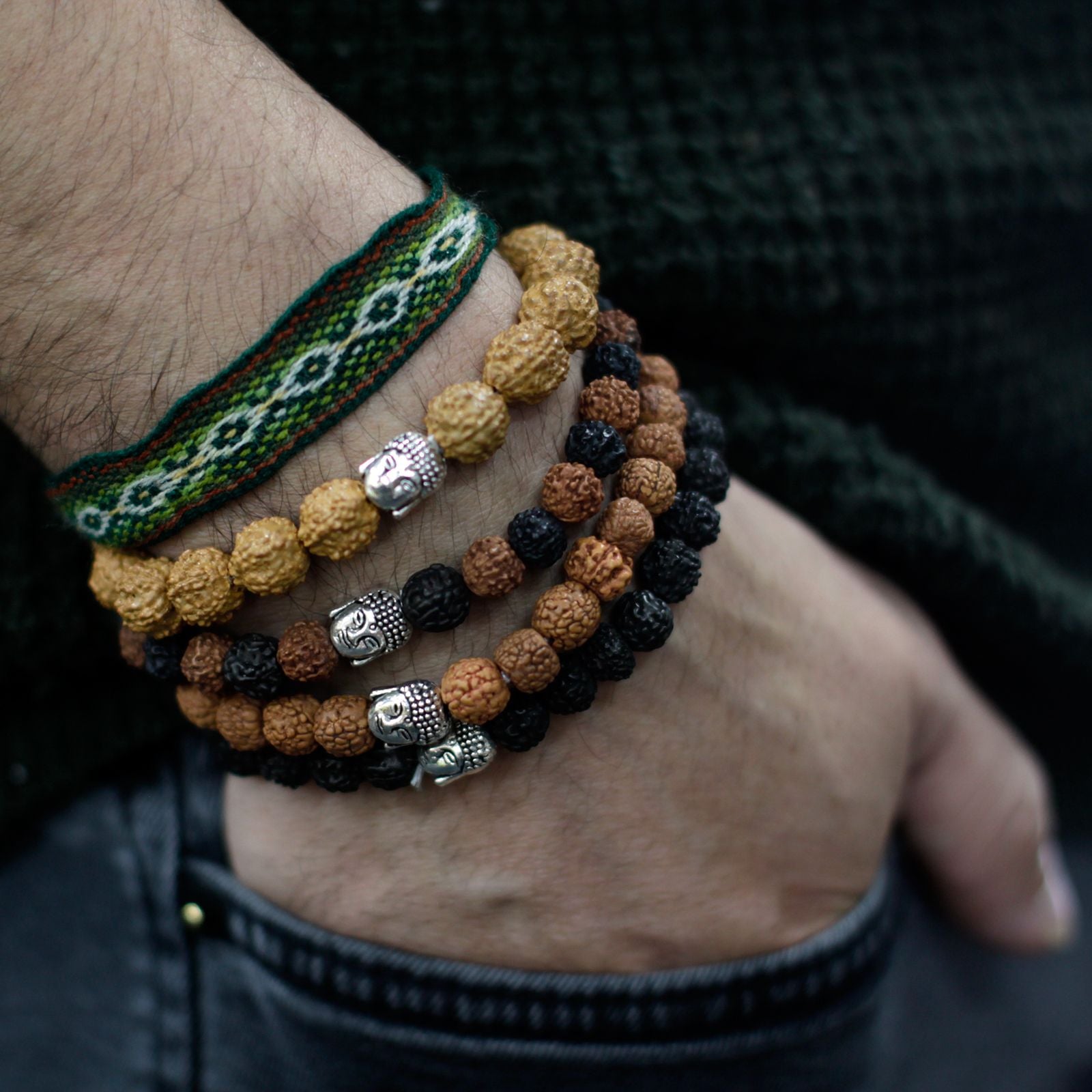 Sortido de Braceletes Rudraksha com Buda