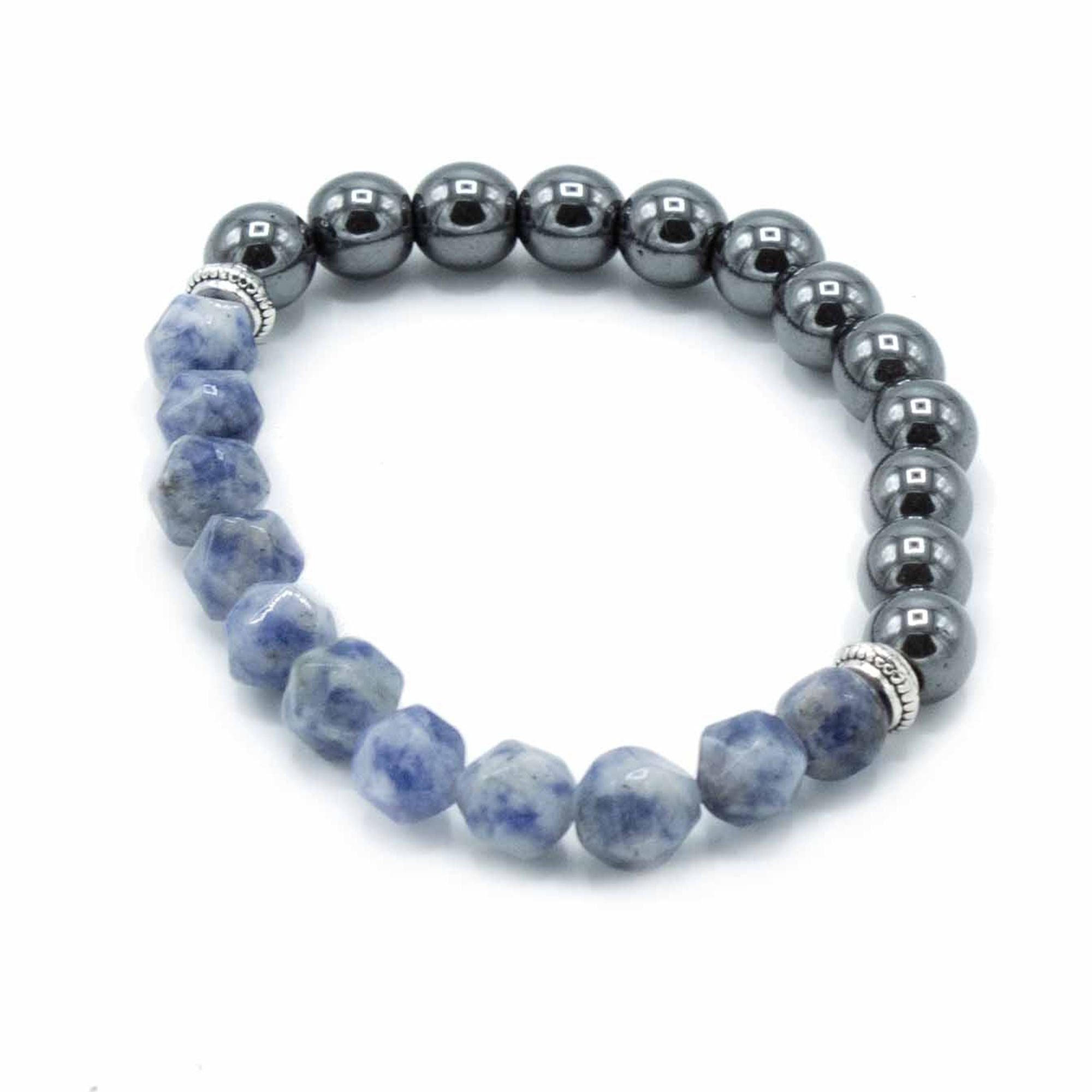 Pulseira Magnética em Pedra Natural Entalhada – Sodalite