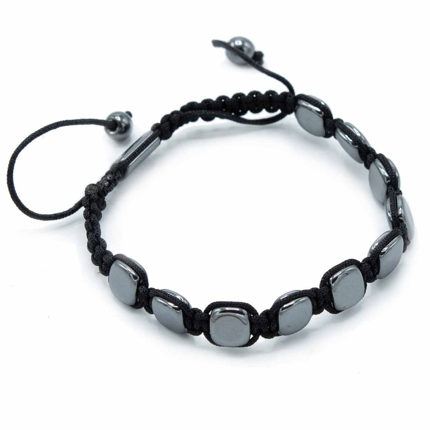 Pulsera Magnética Shamballa de Hematita – Bordes Redondeados