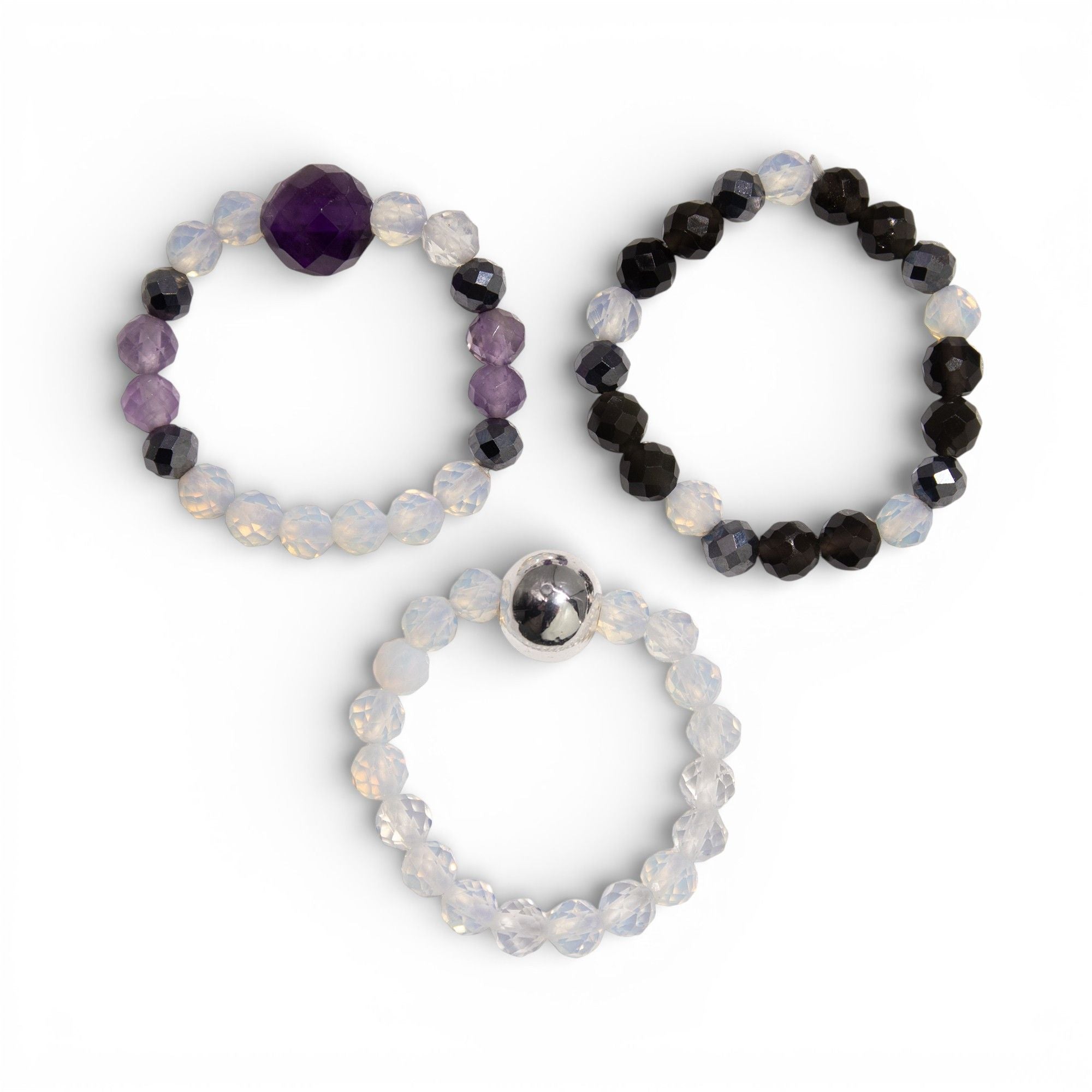 Conjunto de Anéis com Pedra Nymph – Lua Cheia