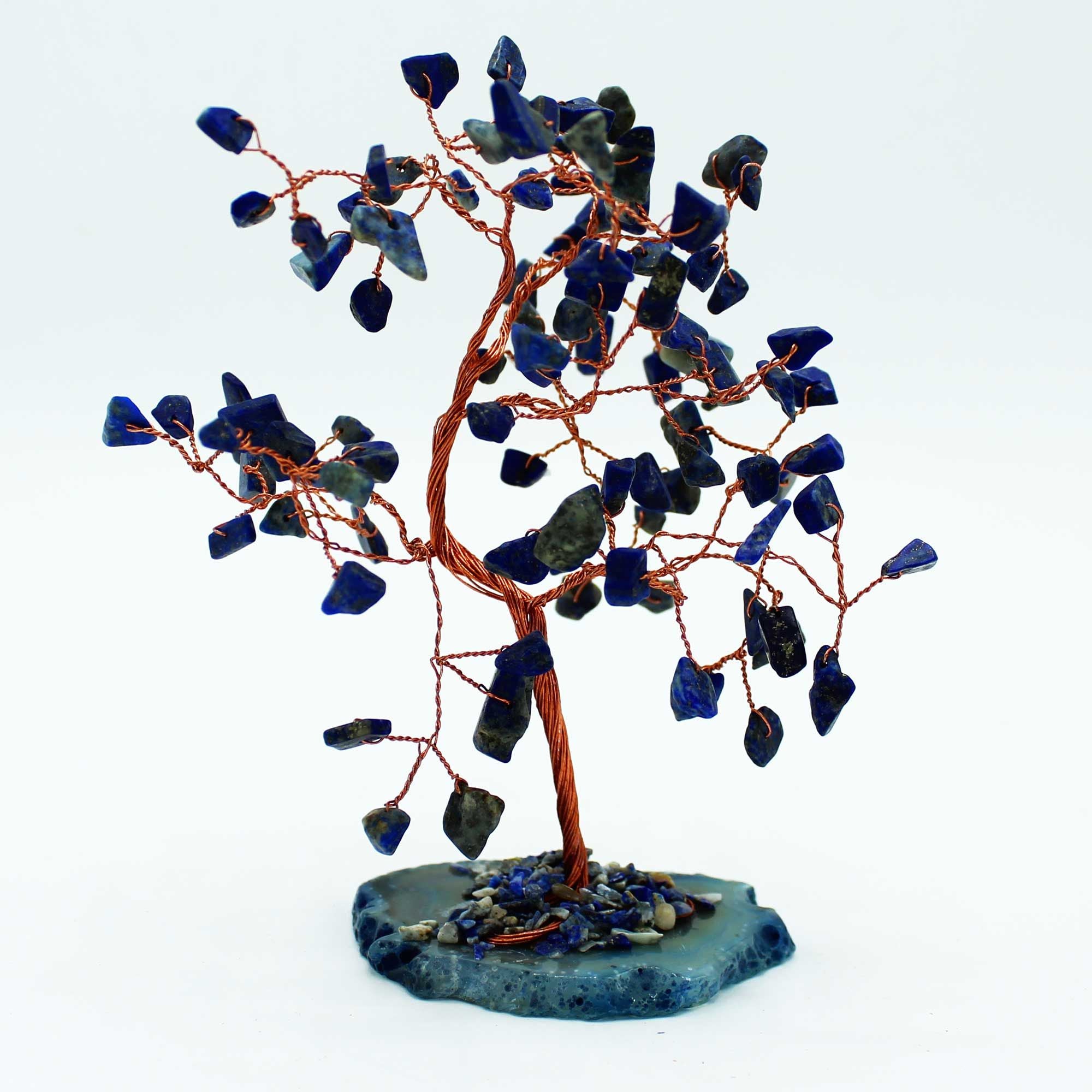 Árvore de Pedras Naturais Grande Sodalite Base de Ágata Azul (100 Pedras)