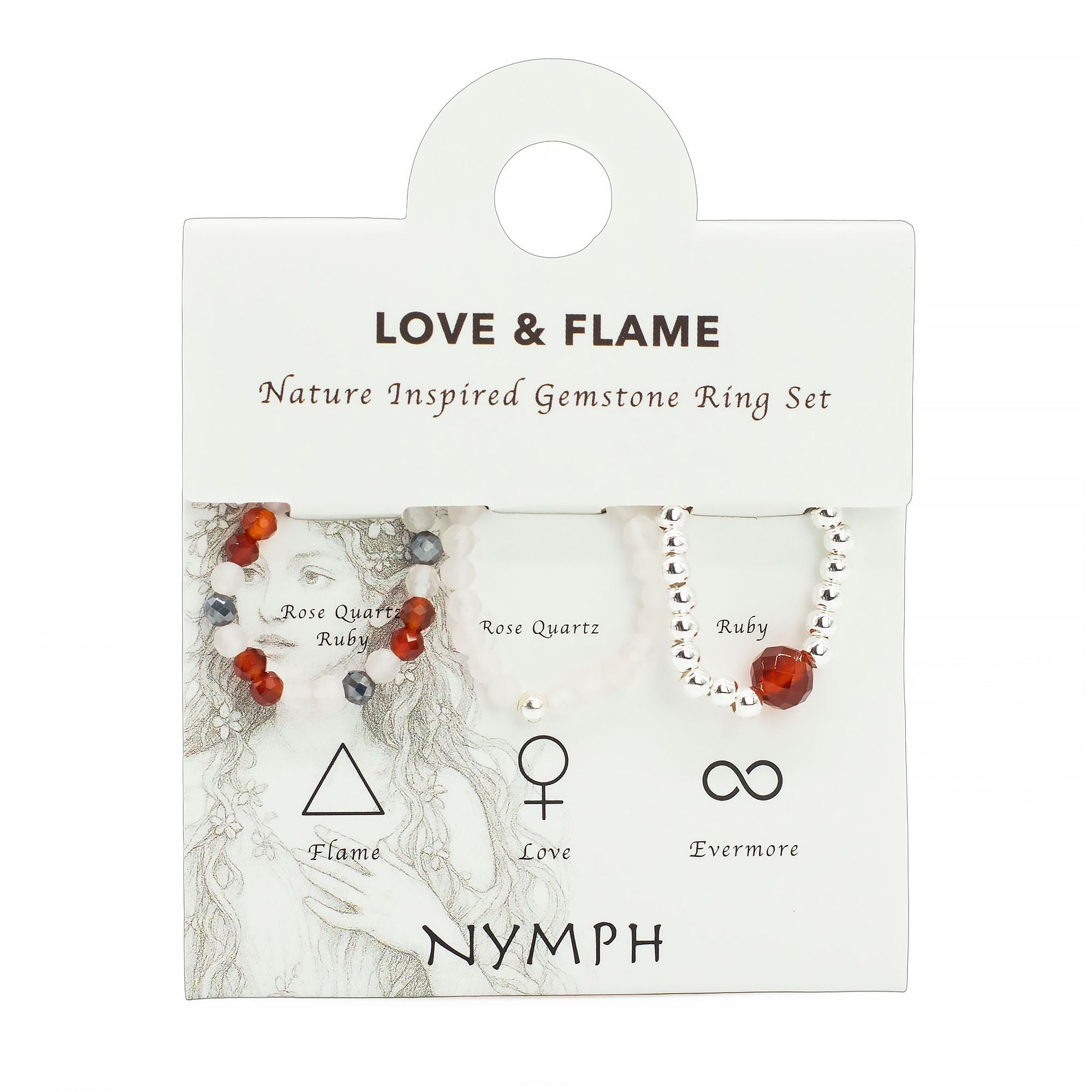 Conjunto de Anéis com Pedra Nymph – Amor e Fogo