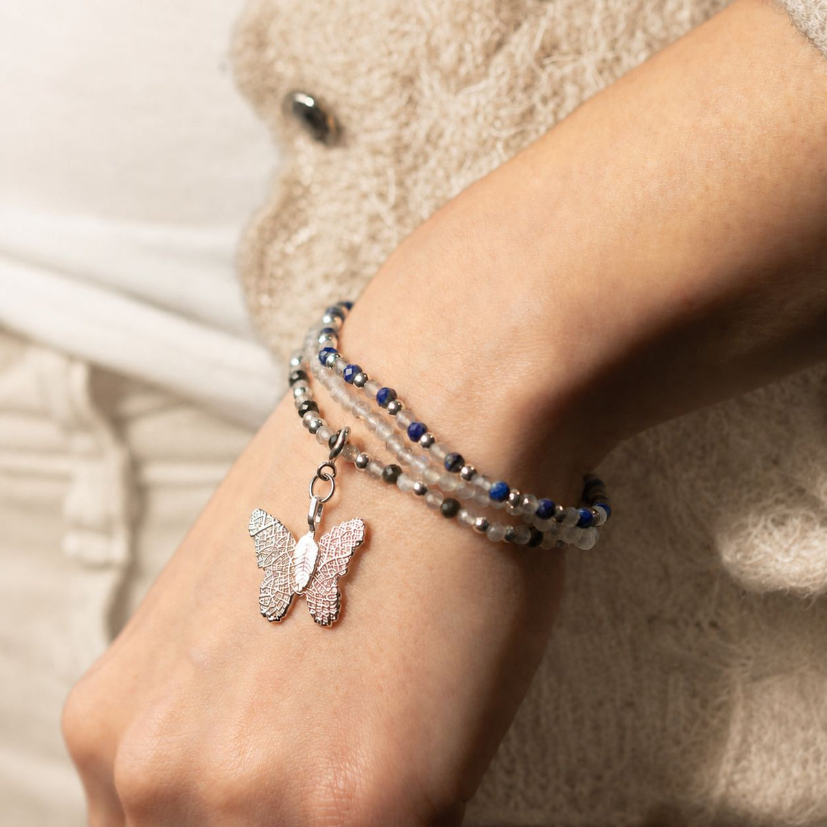 Conjunto de 3 Pulseiras Nymph Spirit com Pedras Naturais - Aurora Boreal