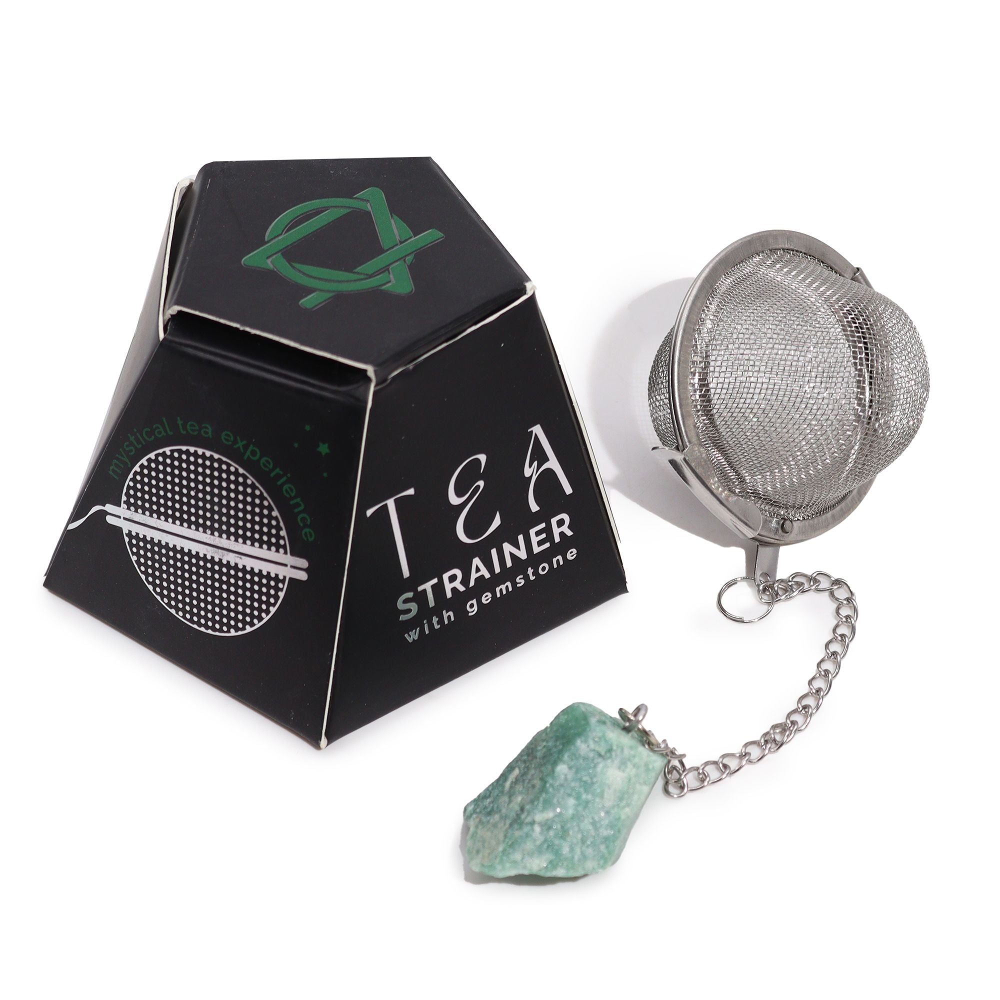 Infusor de Chá com Pedra Natural em Cristal Bruto – Aventurina Verde