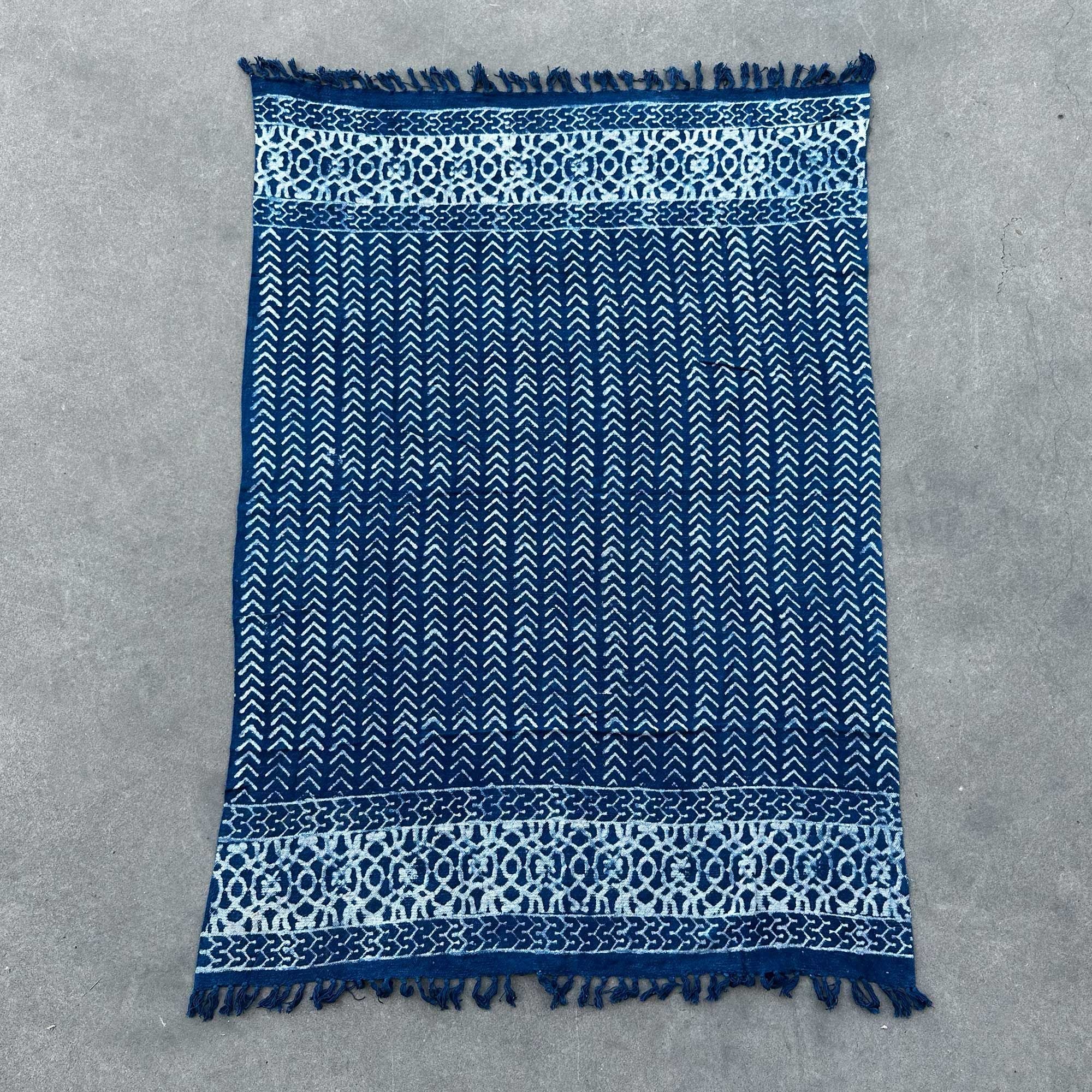 Manta Índigo Artesanal Setas Seedha