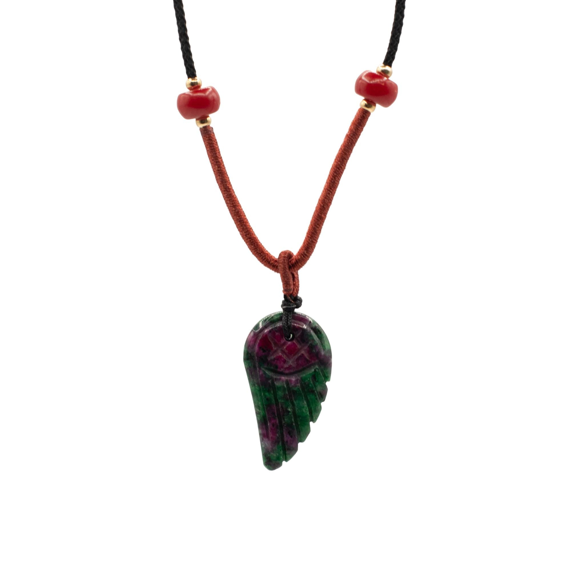 Colar com Cordão e Pendente de Pedra Preciosa - Morganite Asa de Anjo