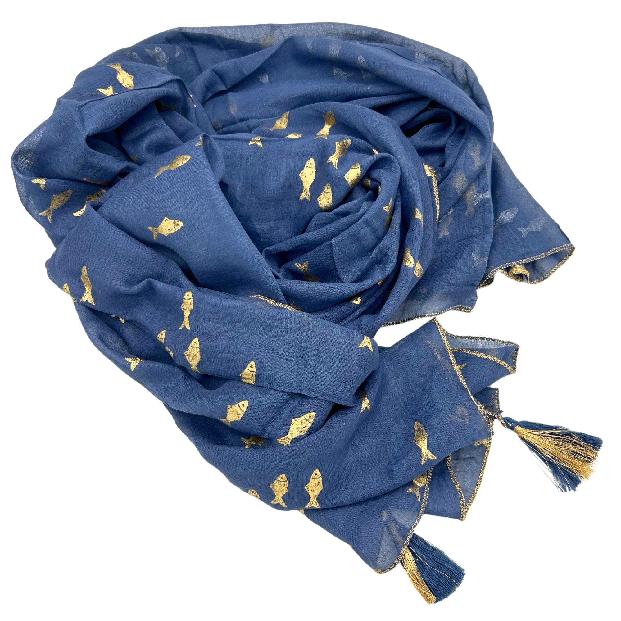 Pareo Nomad Sari Mediterrâneo - Peixes Azul-Marinho e Dourado