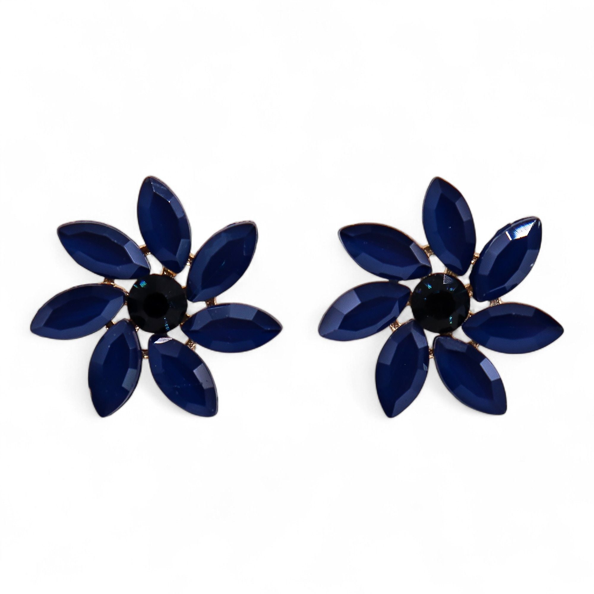 Brincos de Cristal Vintage - Flores - Azul