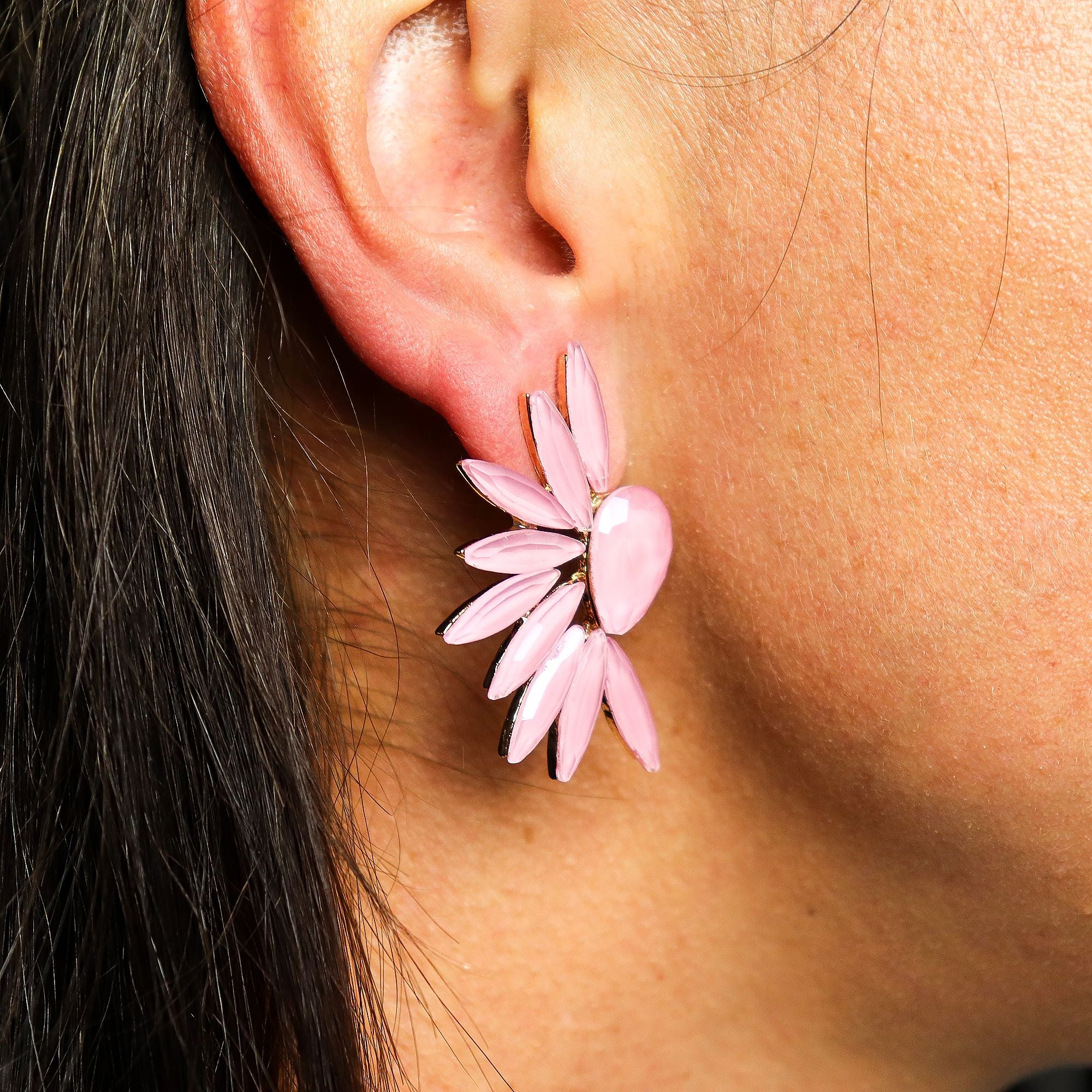 Brincos de Cristal Vintage - Asas de Anjo - Quartzo Rosa