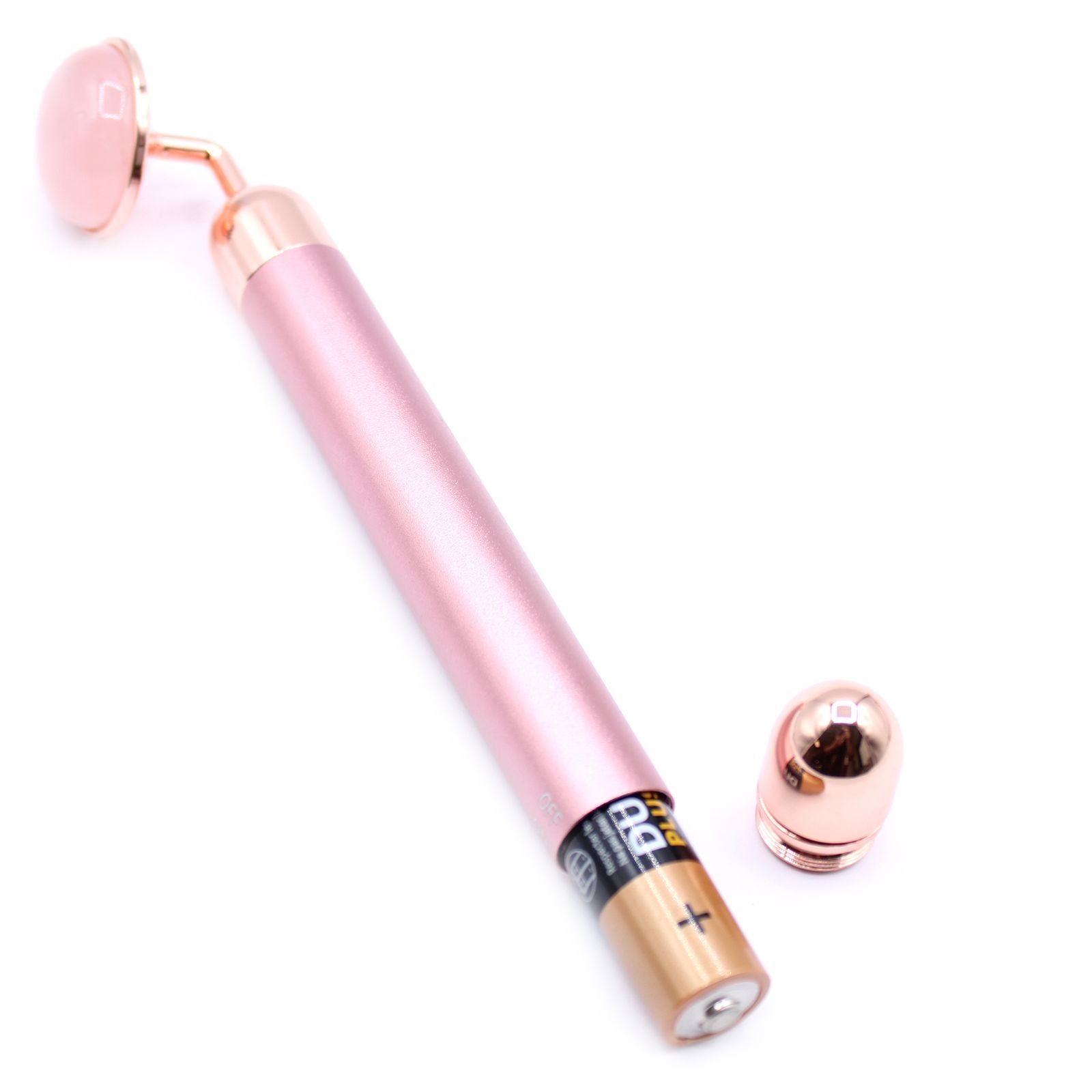 Rolo Facial Vibratório em Pedra Natural, Quartzo Rosa