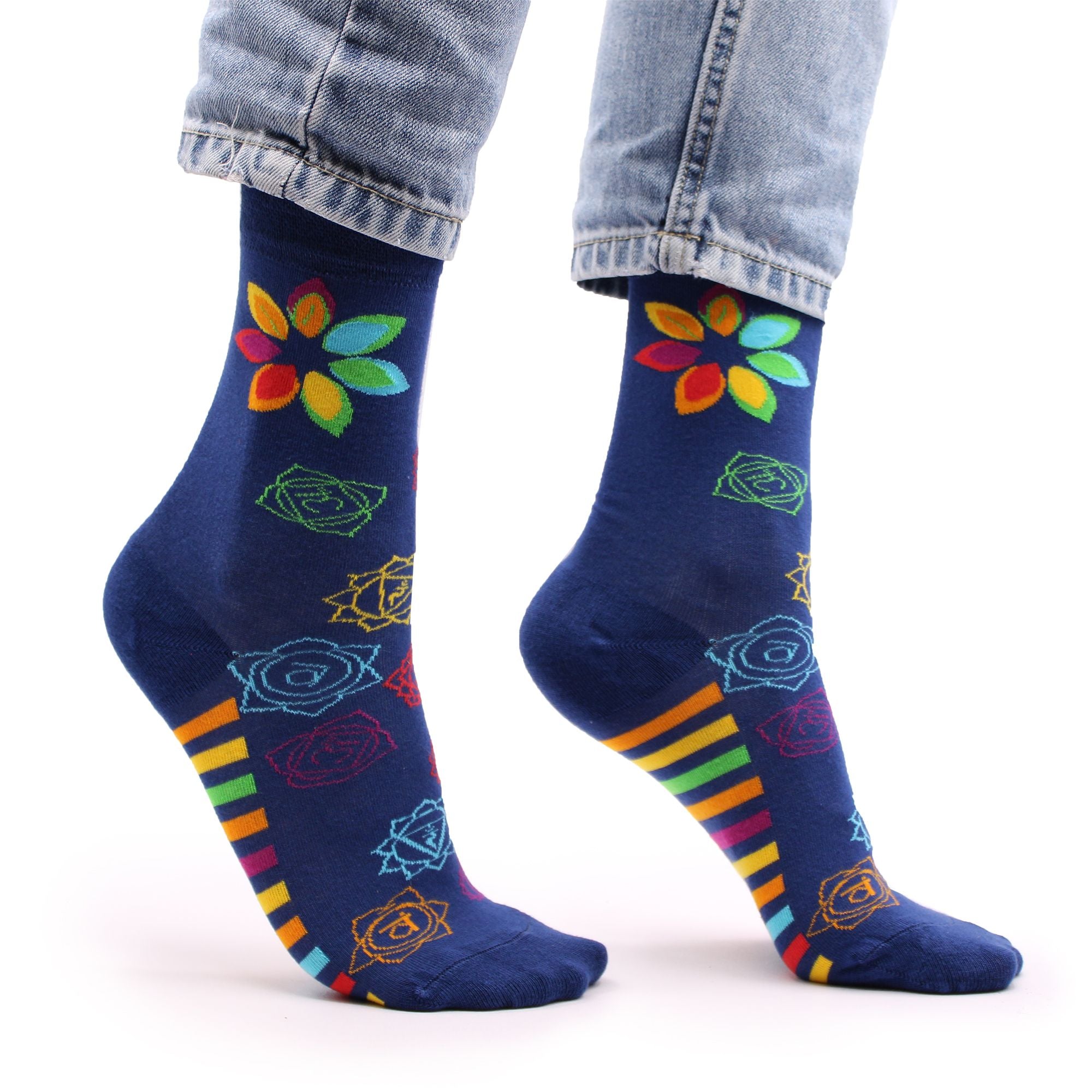 Meias de bambu Hop Hare S/M - Chakra Arco-Íris