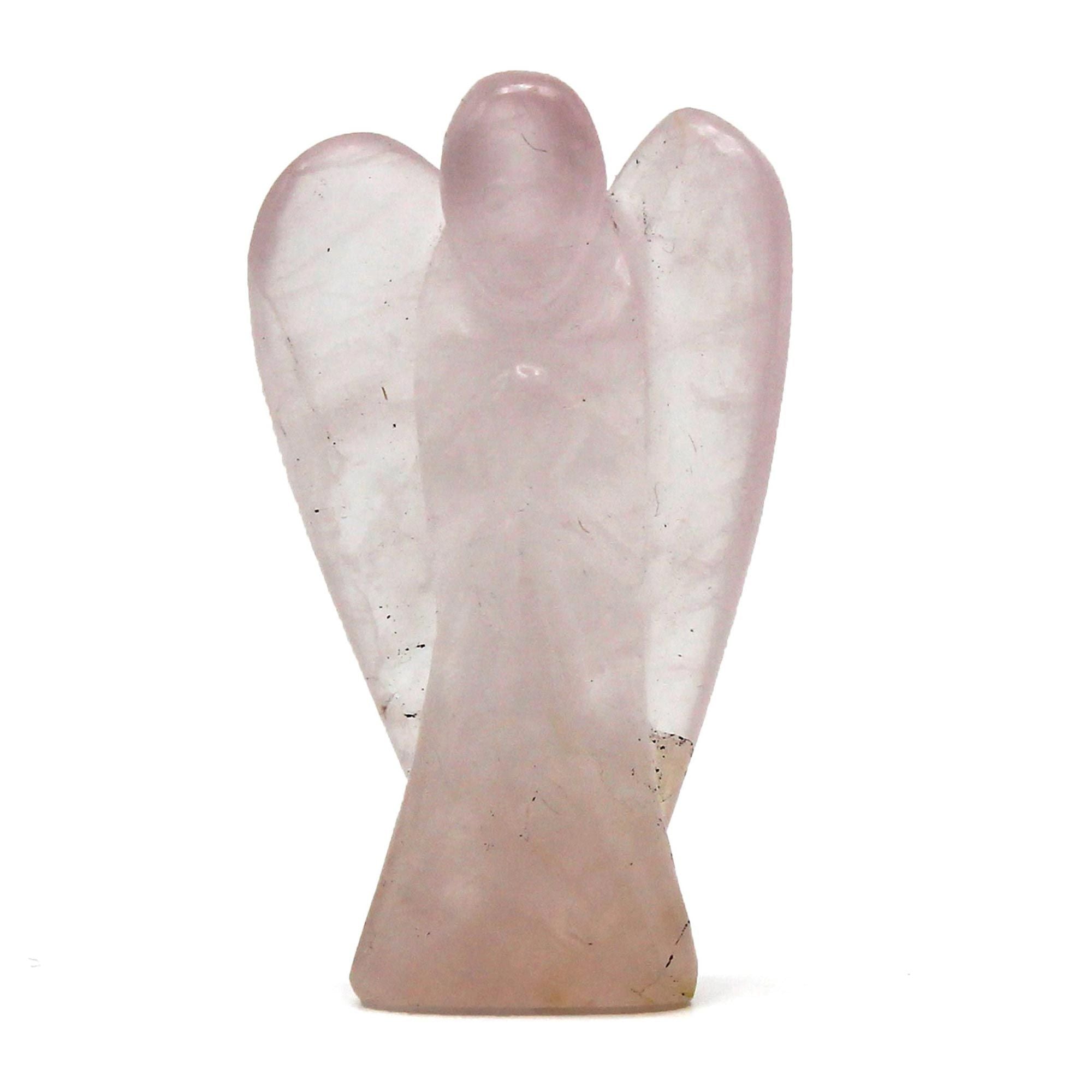 Anjo em Pedra Natural Esculpido à Mão Quartzo Rosa