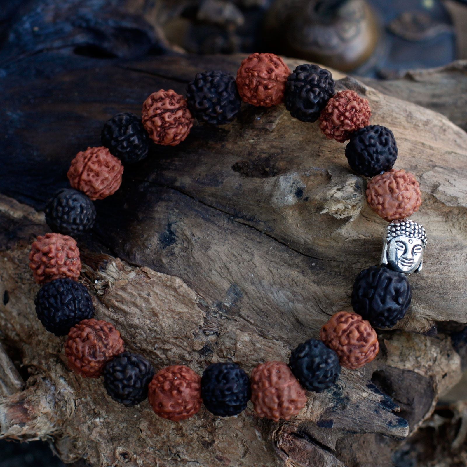 Pulseira Rudraksha Buda Japa Mala - Mix
