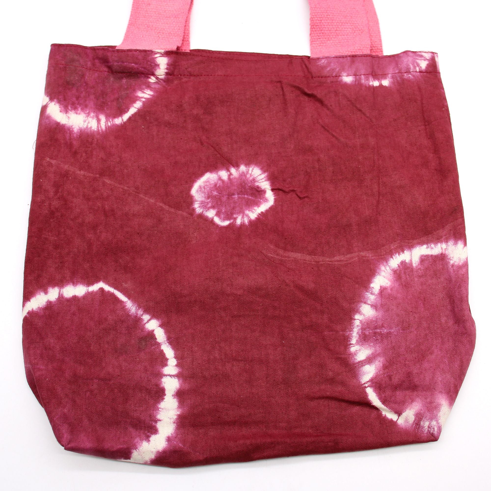 Bolsa de Algodão Natural Tie Dye - Anéis Granada - Alça Rosa